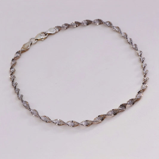 8.5”, vermeil gold over sterling silver bracelet, 925 twisted herringbone chain