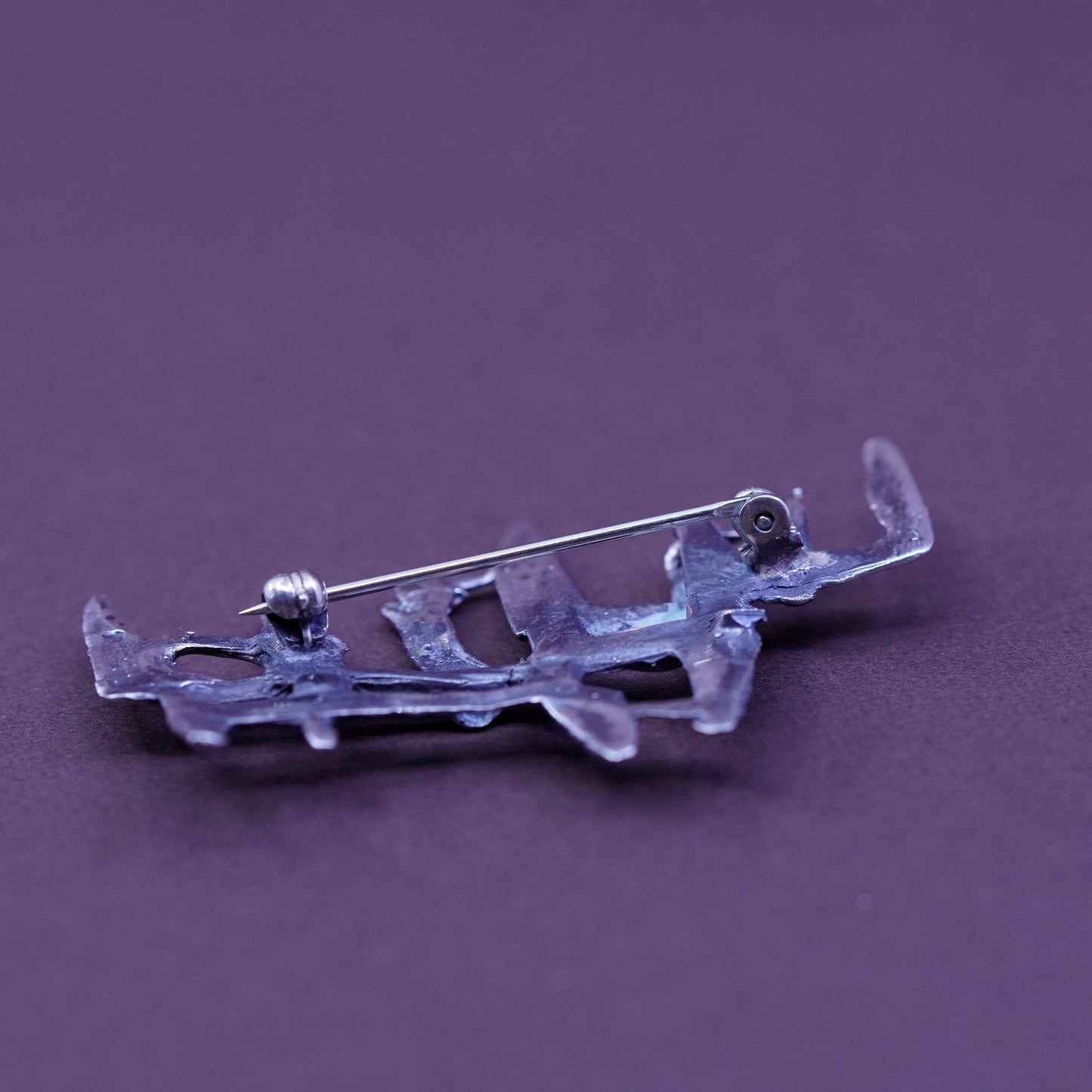 Vintage handmade sterling 925 silver modern strip brooch