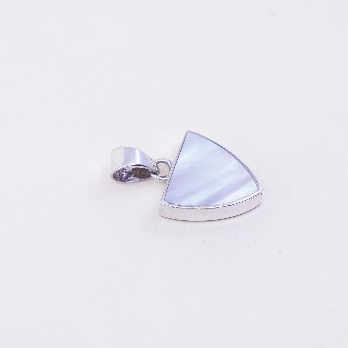 vtg handmade sterling silver, Mexico 925 double sided pendant purple agate MOP
