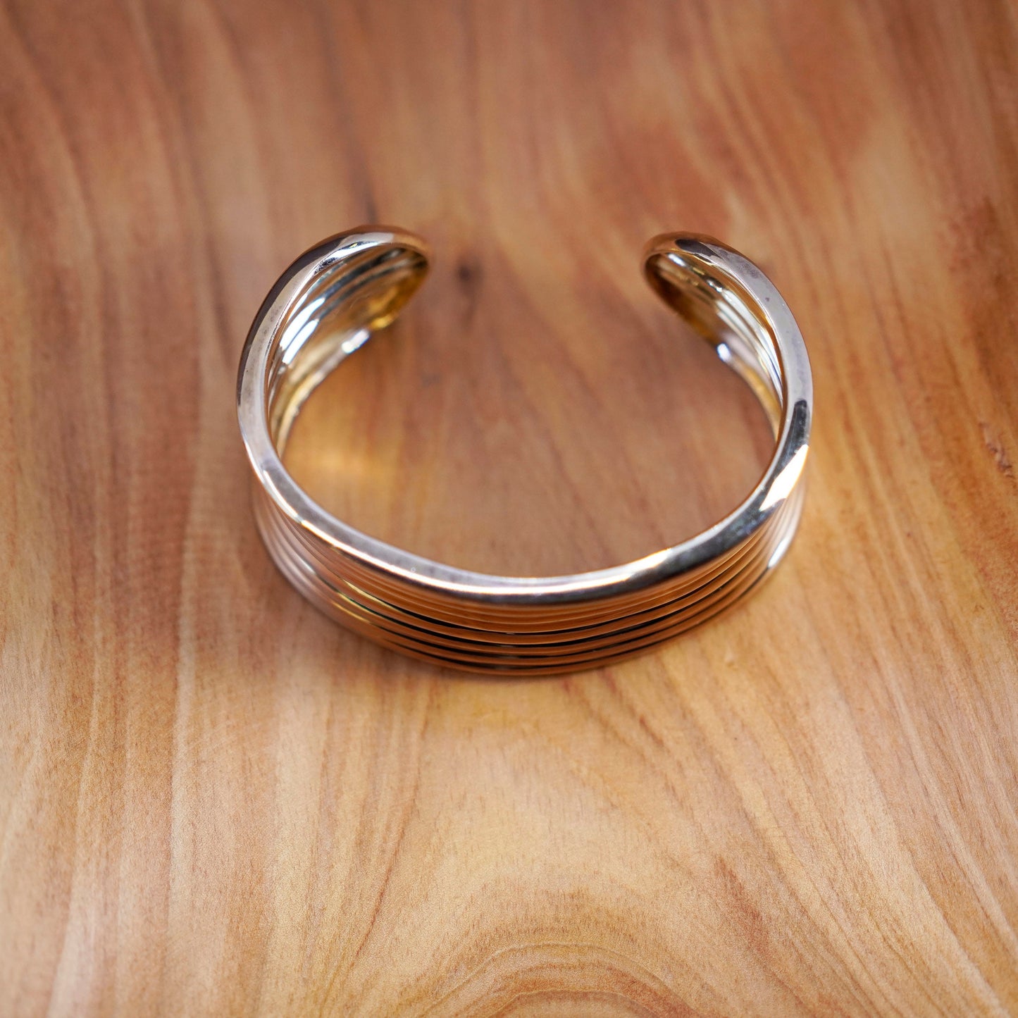 6.25”, vintage vermeil gold over Sterling silver handmade bracelet, 925 cuff