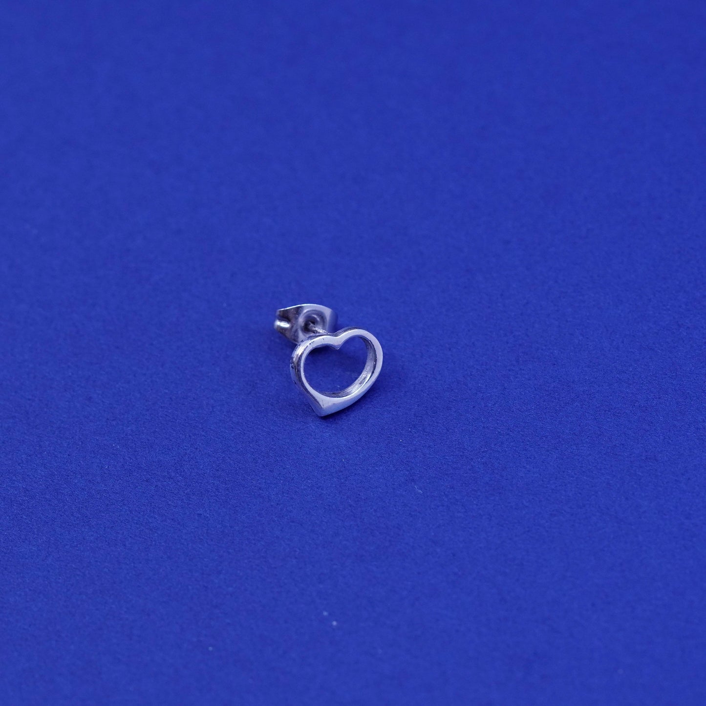 Vintage Sterling silver handmade earrings, 925 heart studs
