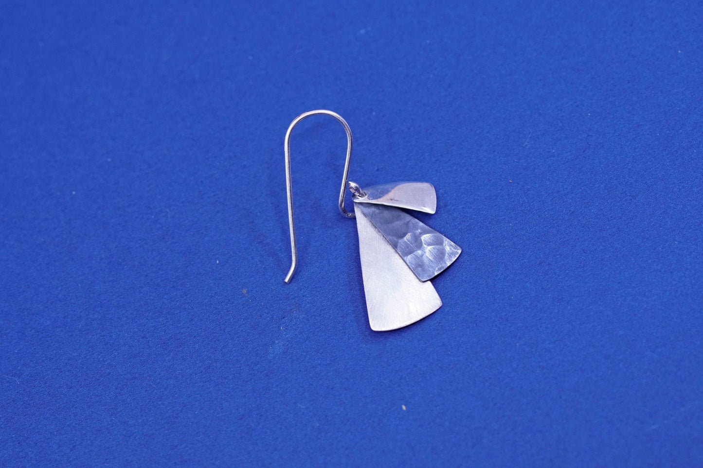 Vintage modern sterling silver handmade earrings, 925 multi disc two tone drops