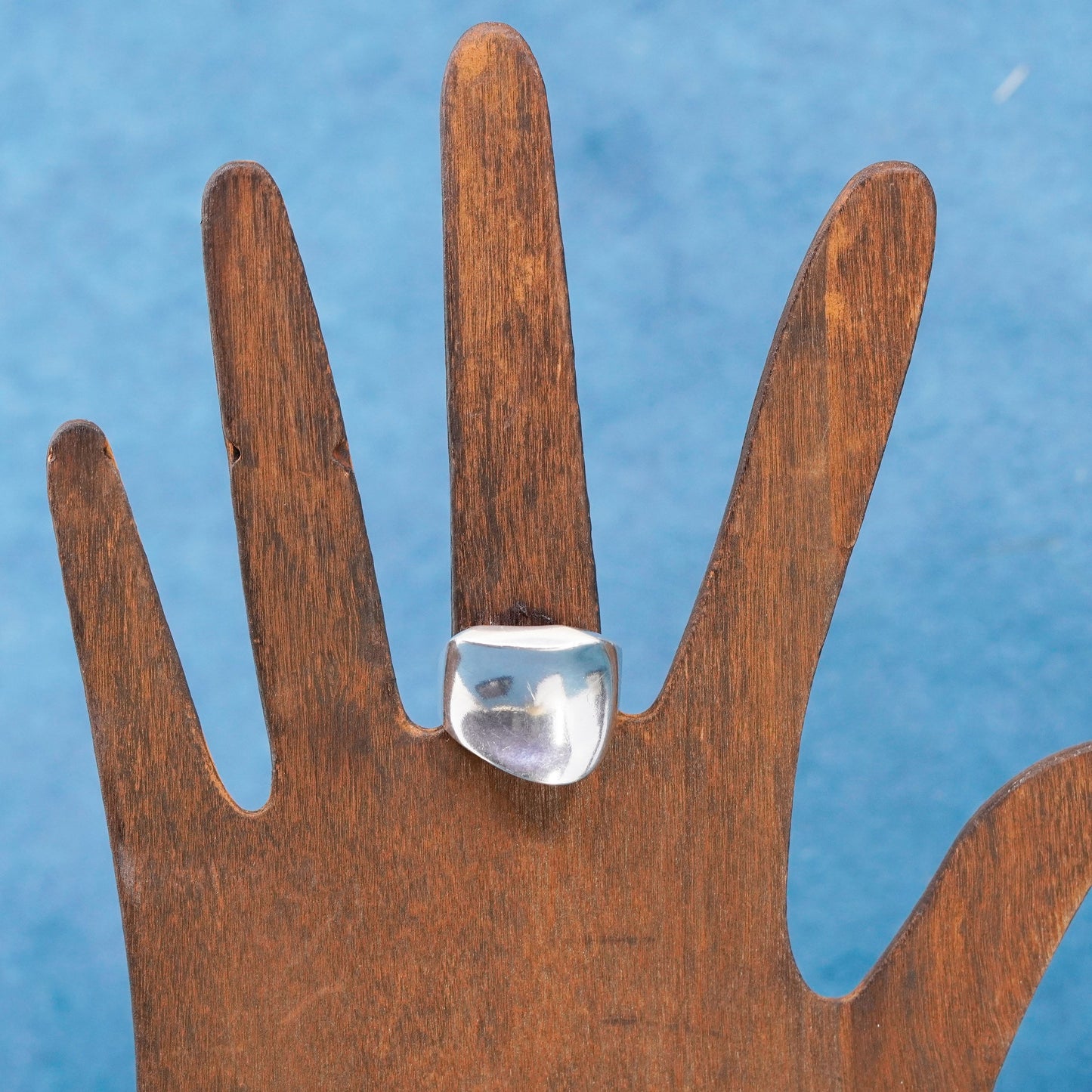 Size 8, vintage Sterling silver handmade ribbed ring, 925 statement ring
