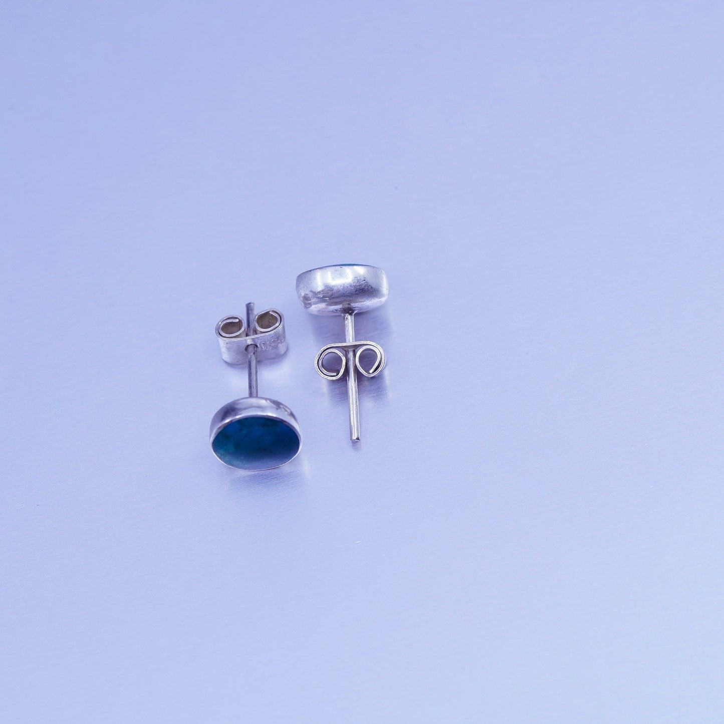 Vintage Sterling 950 silver handmade earrings, studs with turquoise