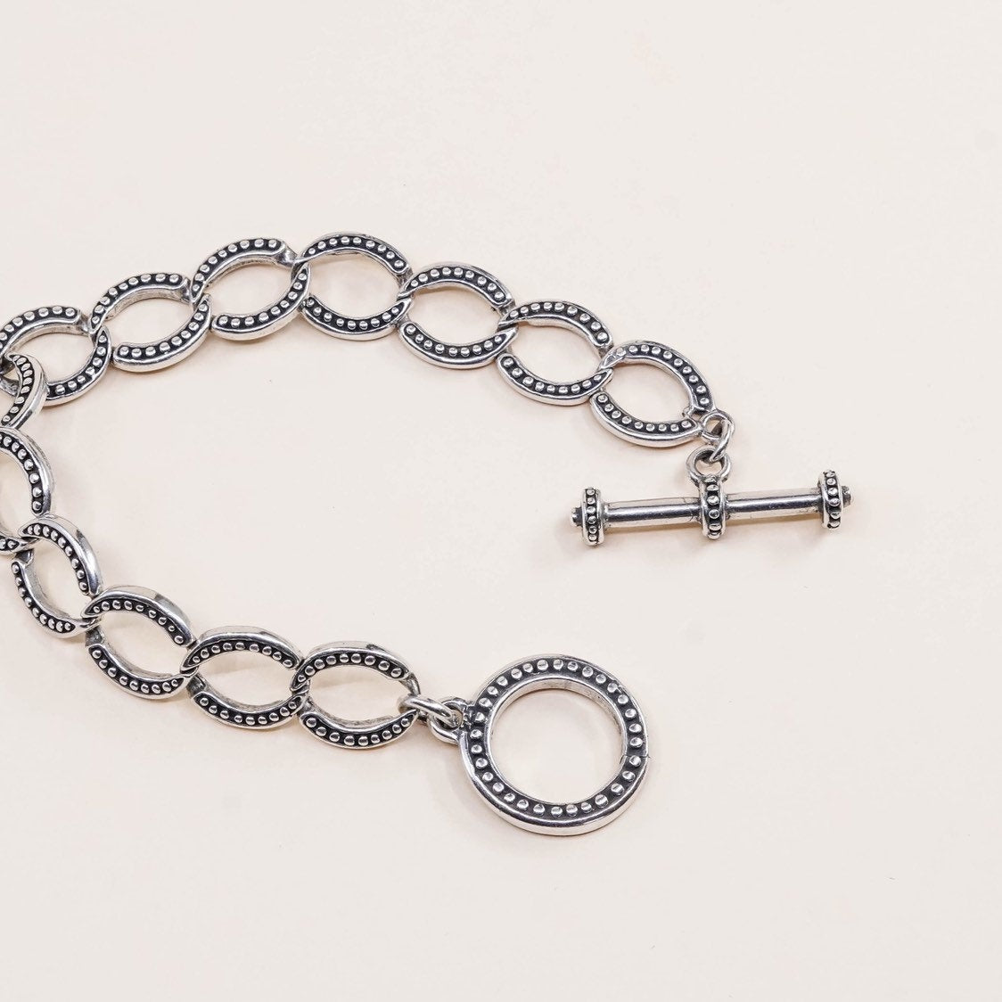 7", VTG sterling silver link bracelet, charm bracelet, 925 curb link chain