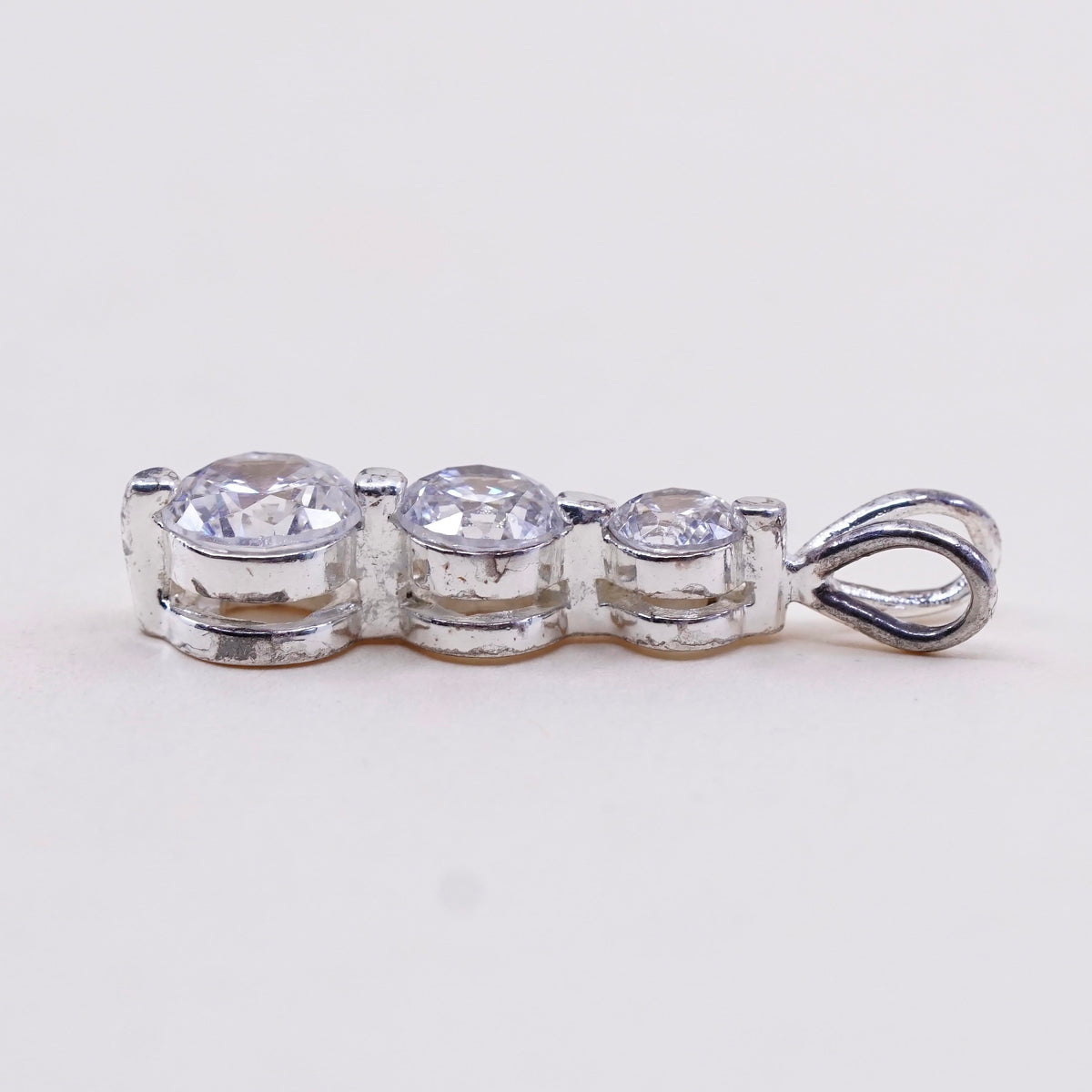 Vintage sterling silver cz crystal pendant, 925 pendant