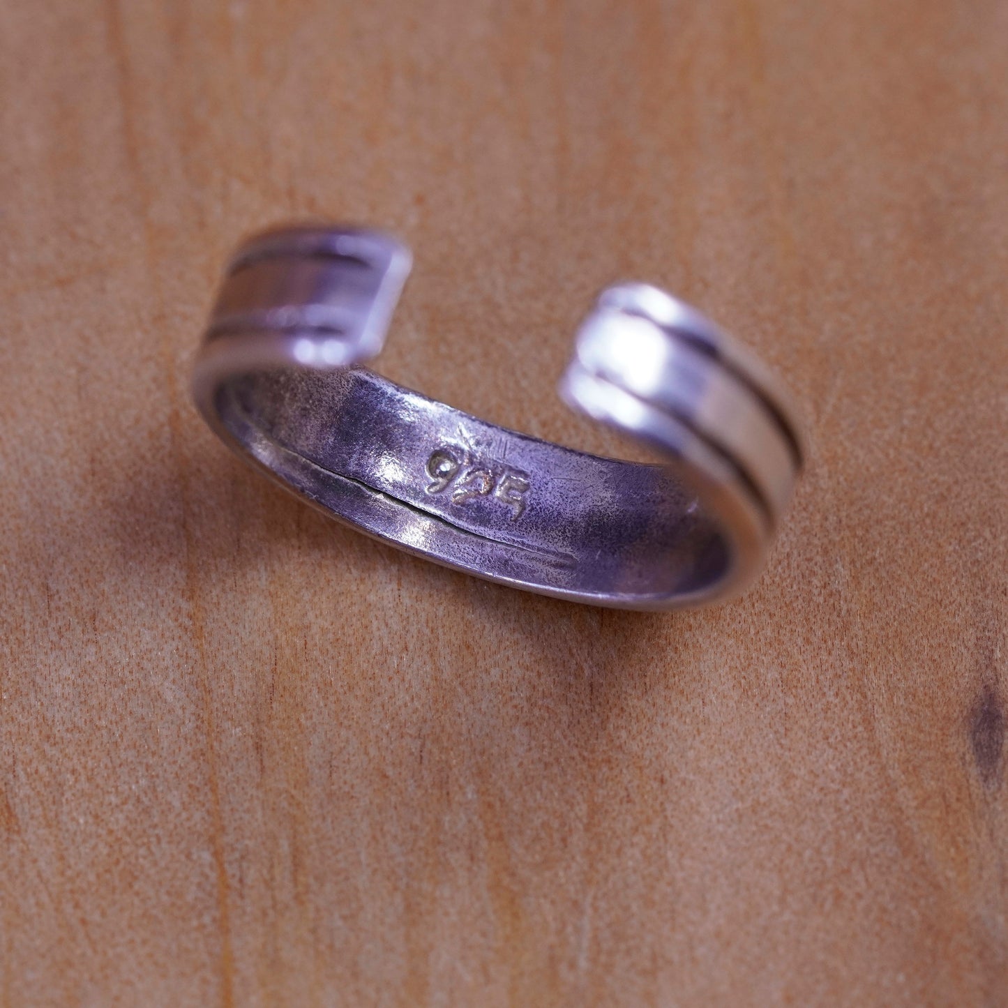 Size 3, vintage Sterling silver handmade ring, solid 925 silver band, open end