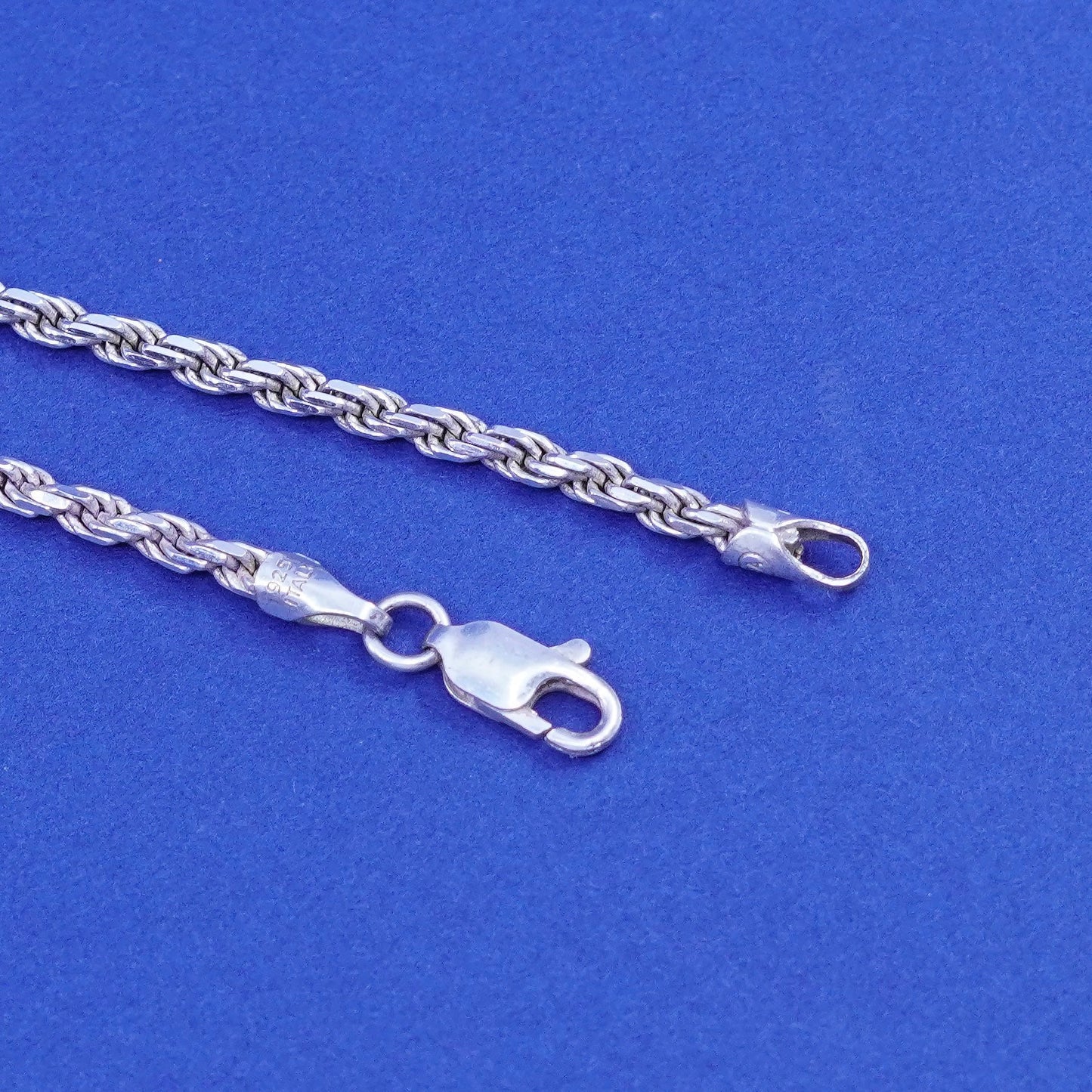 24”, 3mm, vintage Sterling silver handmade necklace, 925 diamond cut rope chain