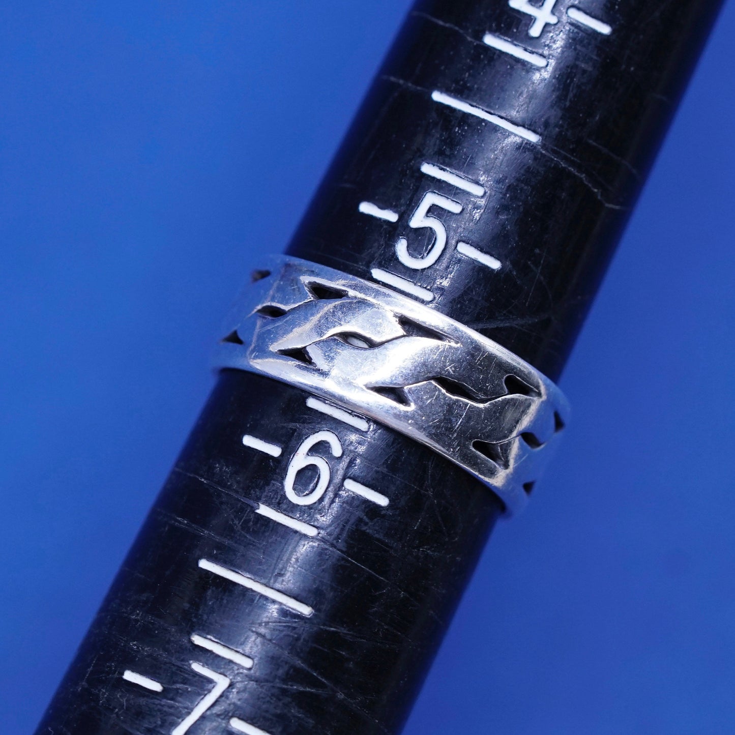 Size 5.5, vintage Sterling silver handmade ring, 925 woven band