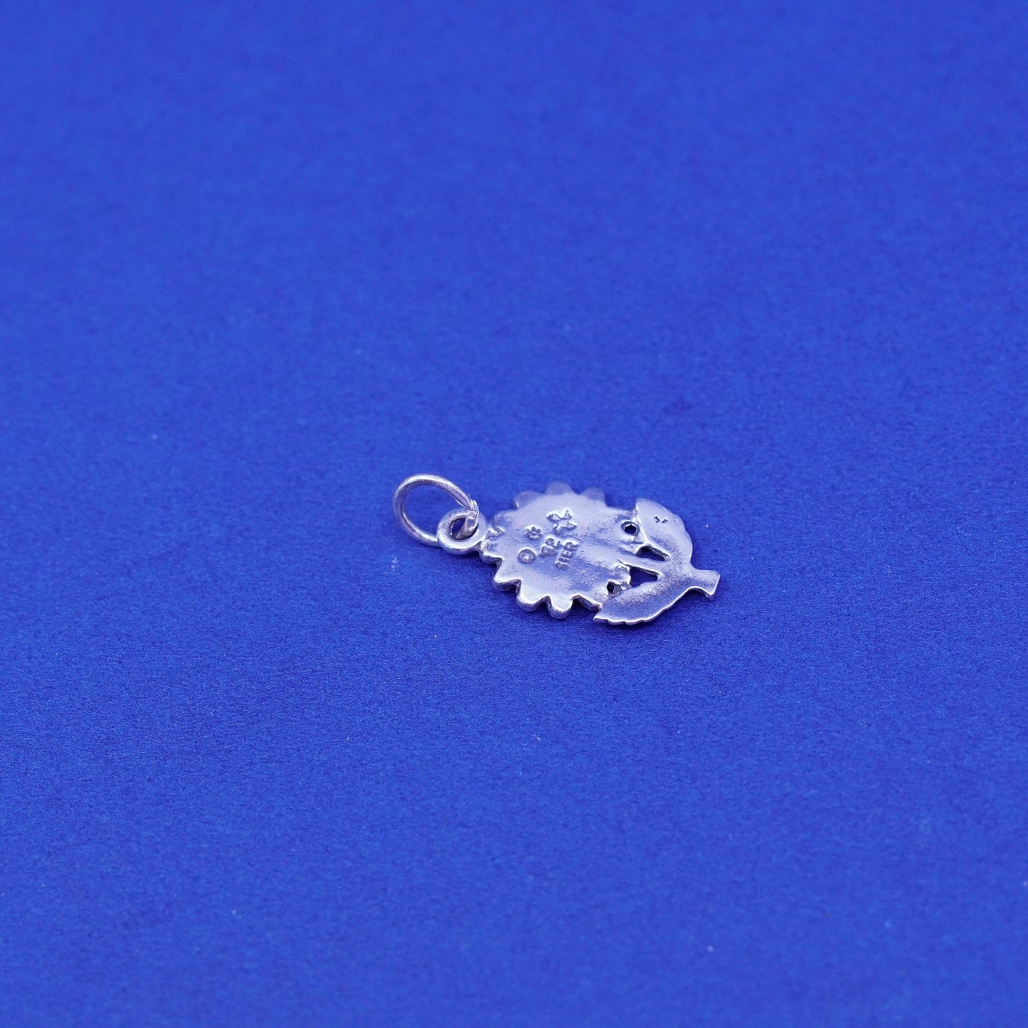 Vintage Sterling silver handmade pendant, 925 sunflower flower charm