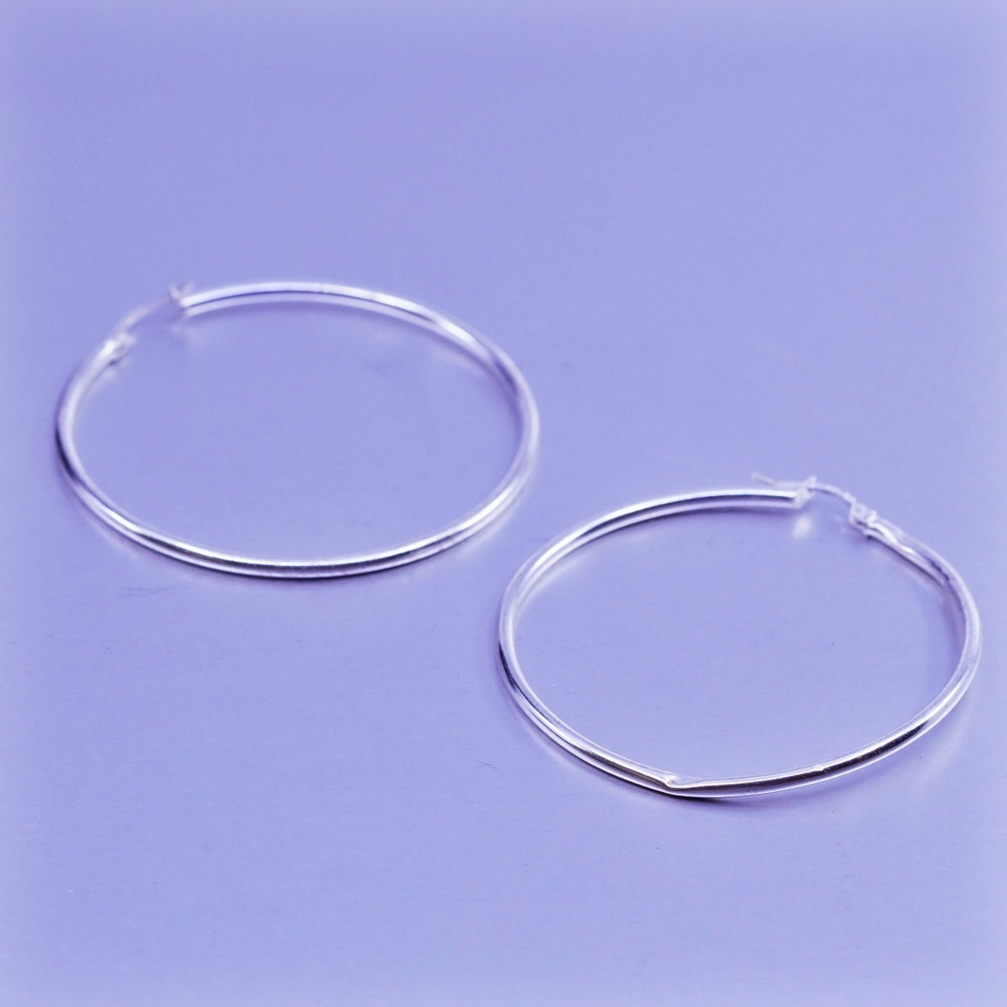 1.75”, vintage Sterling silver handmade earrings, 925 hoops