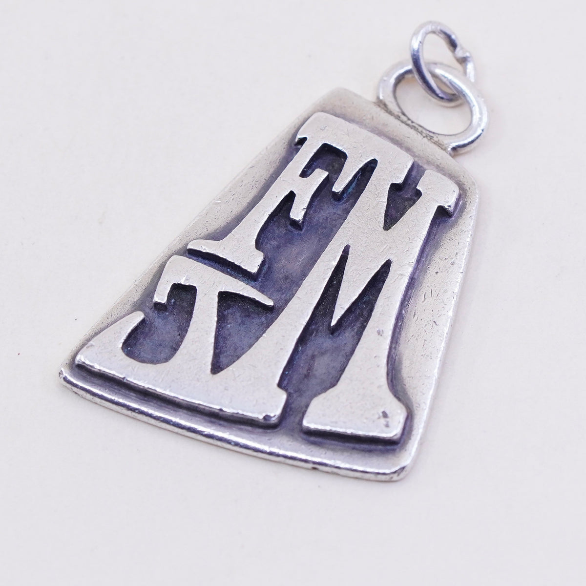 Vintage Sterling silver handmade pendant, 925 name monogram FJM