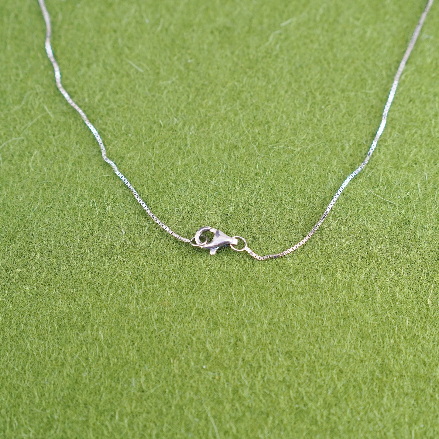 18”, Vintage Sterling silver handmade necklace, 925 box chain sapphire pendant