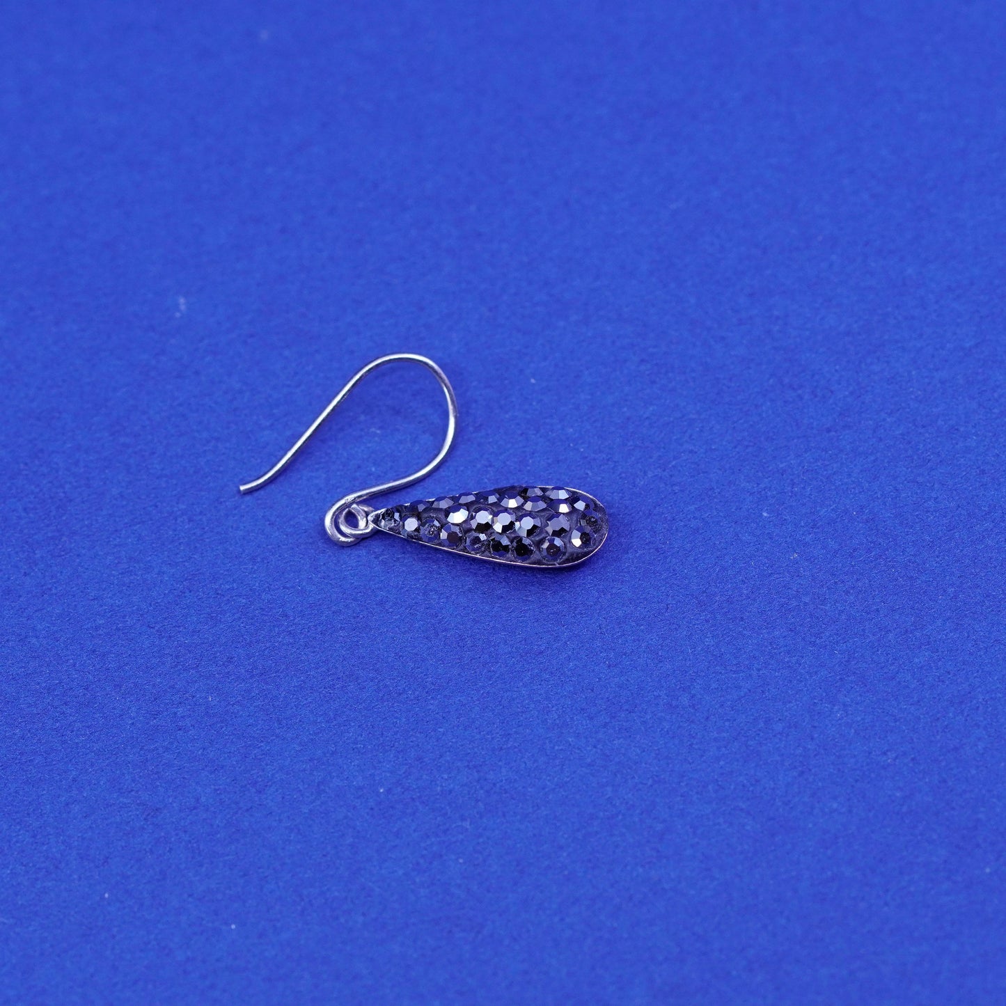 Vintage sterling 925 silver handmade teardrop earrings with cluster Cz