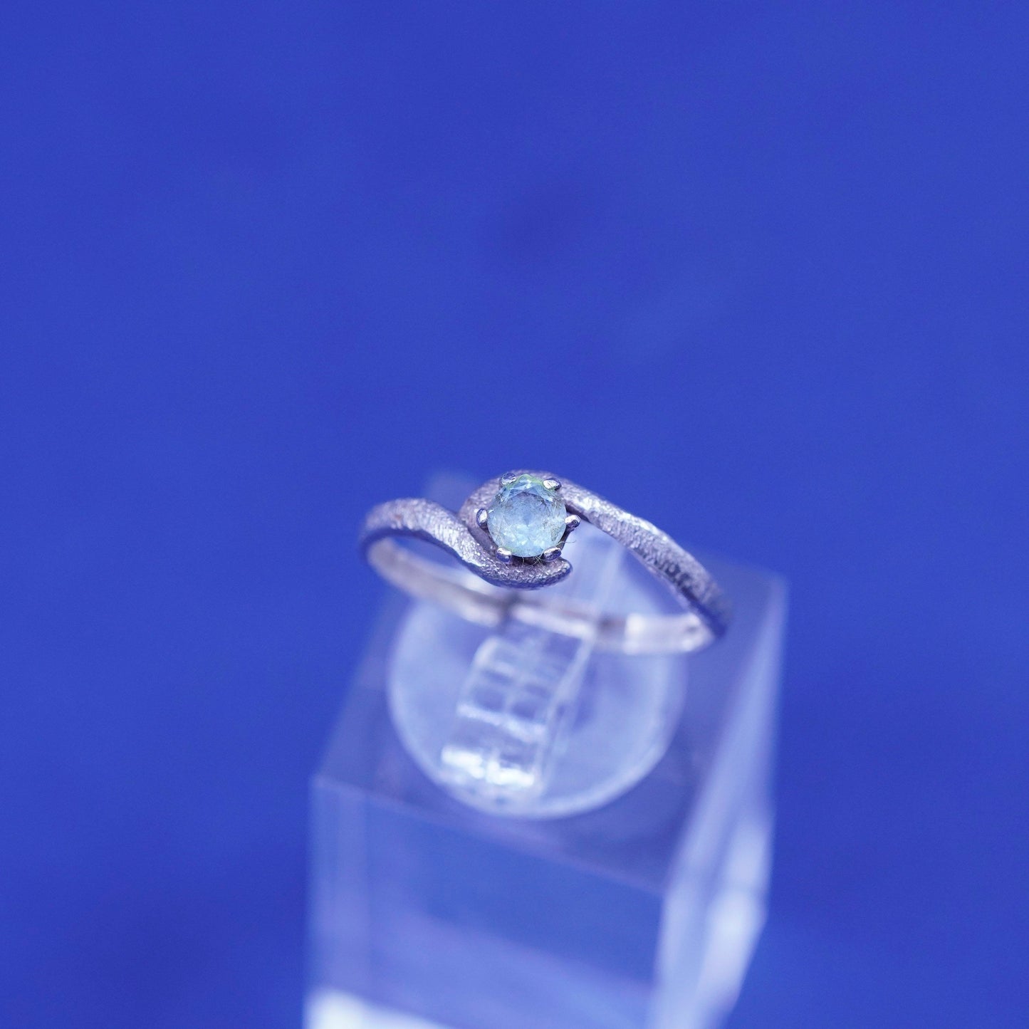 Size 7.5, vintage sterling 925 silver handmade ring with blue topaz