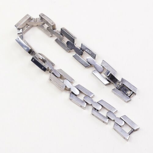 7”, Vtg Mexico Sterling 925 Silver Handmade Tennis Bracelet, Stamped Sterling