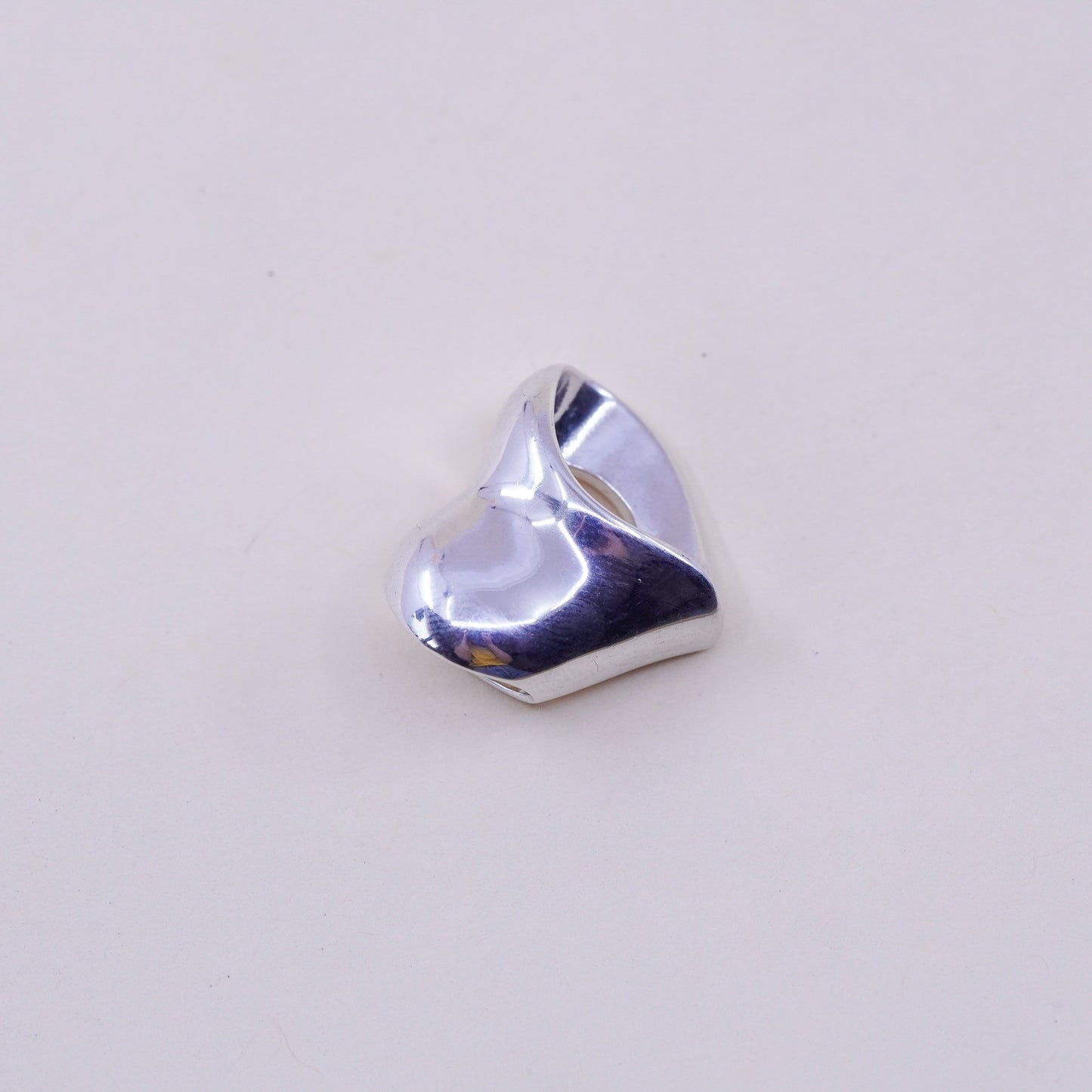 Vintage sterling silver handmade pendant, modern 925 heart