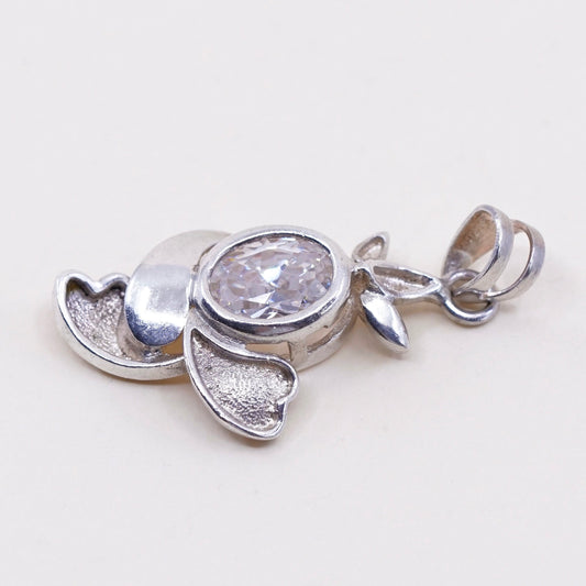 Vintage CCJ sterling silver cz crystal pendant, 925 silver pendant