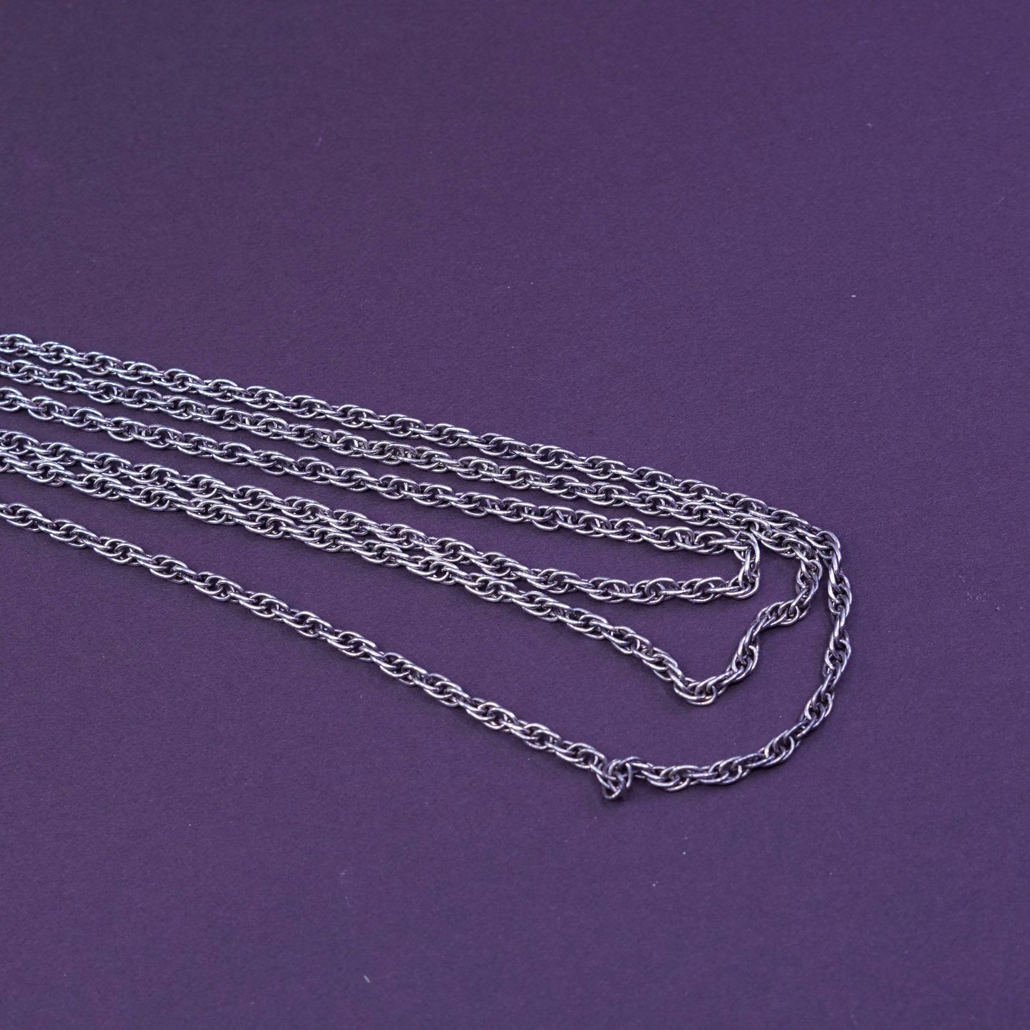 16+4” 3mm, vintage USA 999 fine silver necklace, multi strands Singapore chain