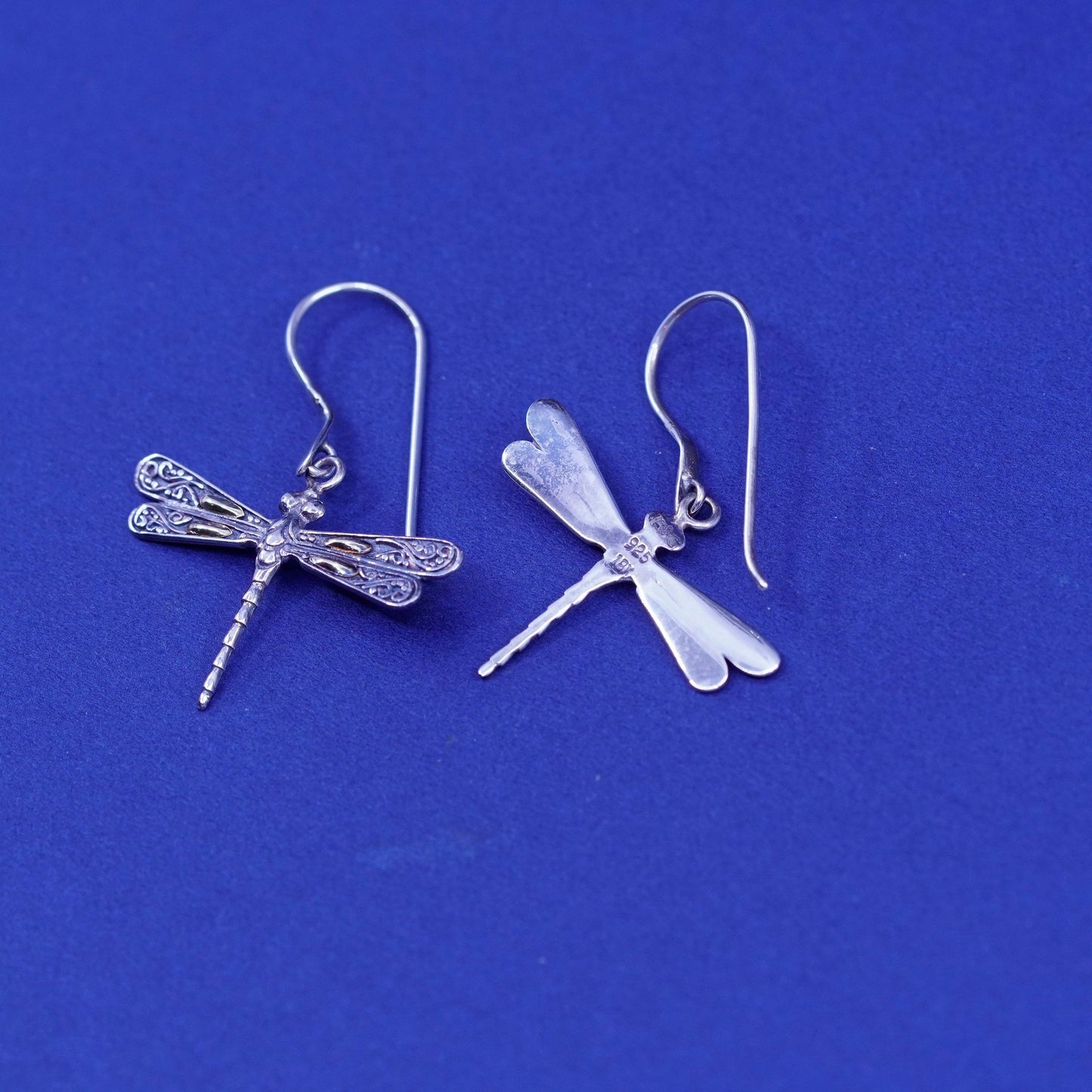 Phillip Gavriel sterling silver earrings, southwestern 925 dragonfly 18K gold