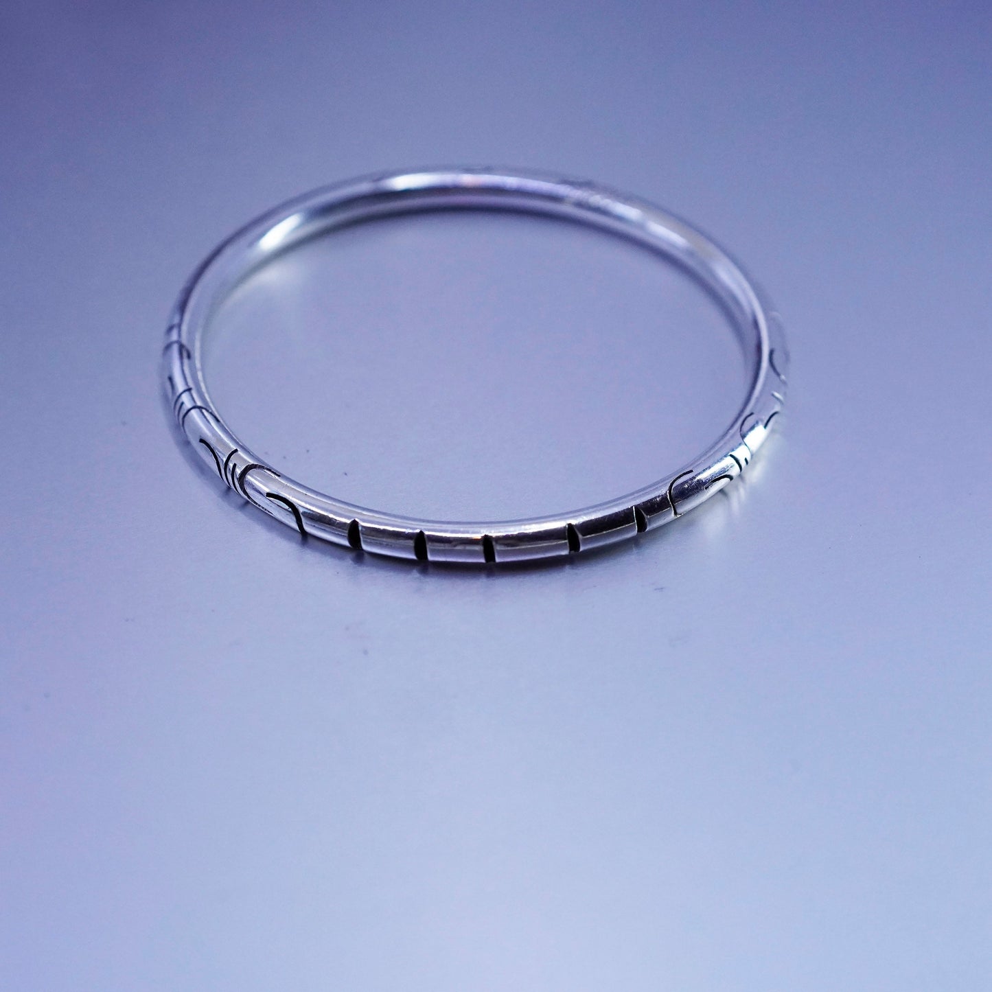 8”, Vintage Sterling 925 silver handmade bracelet, textured bangle