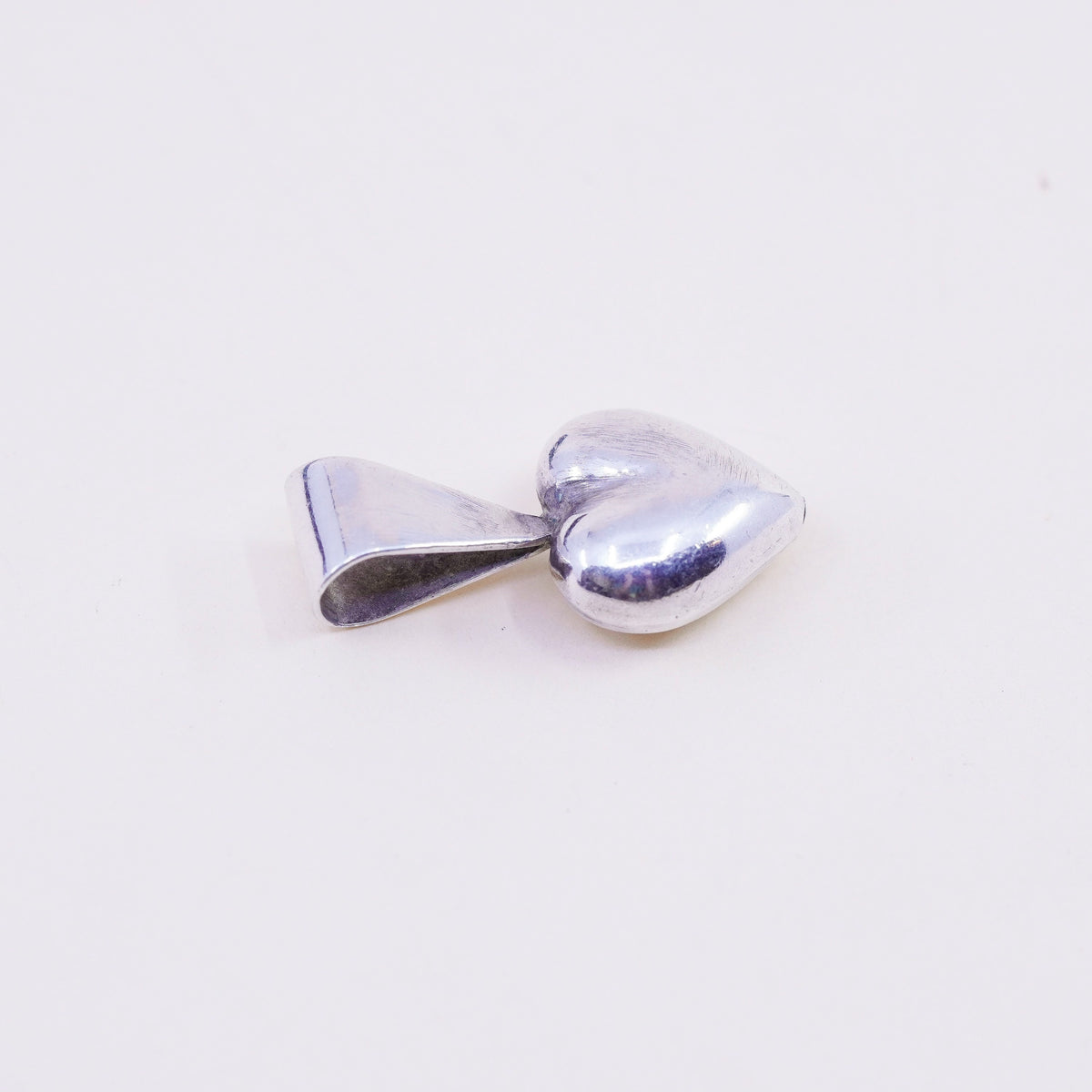 Vintage Mexico handmade sterling silver puffy heart, 925 charm pendant
