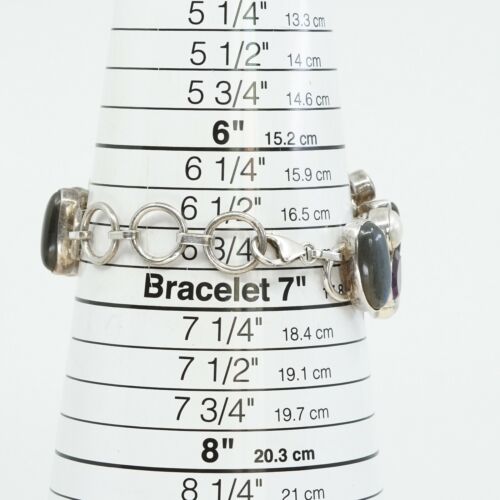 6.75”, Sterling Silver Handmade Bracelet, 925 W/ Labradorite, Pearl, Amethyst