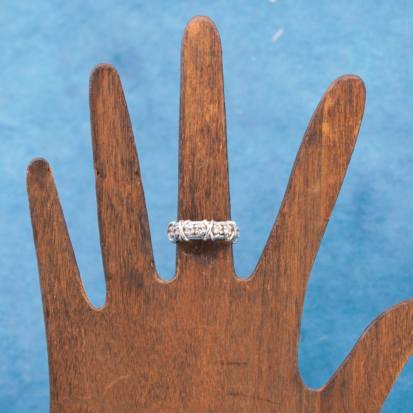 Size 6, Sterling 925 silver handmade ring, 925 stackable wedding band with Cz