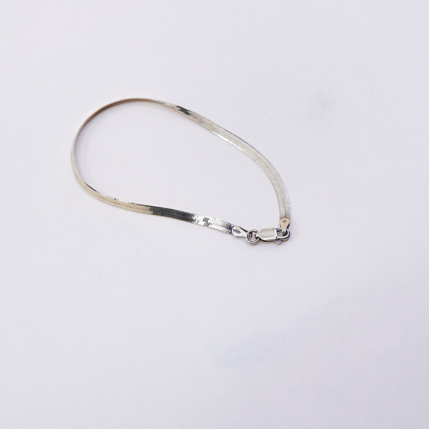 7”, vermeil gold over sterling silver bracelet, Italian 925 herringbone chain