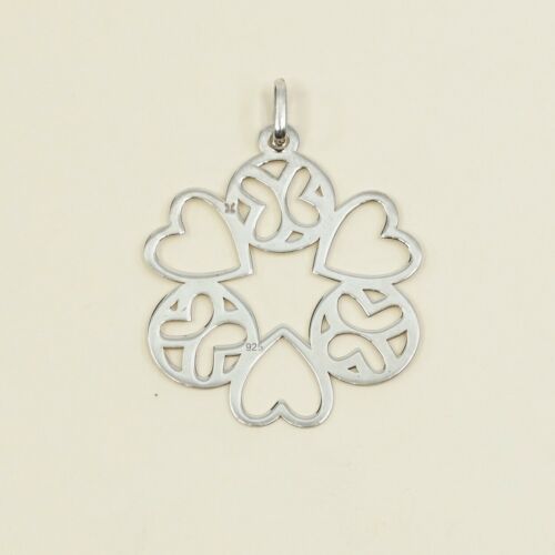 Vintage sterling silver handmade pendant, fine 925 silver heart charm