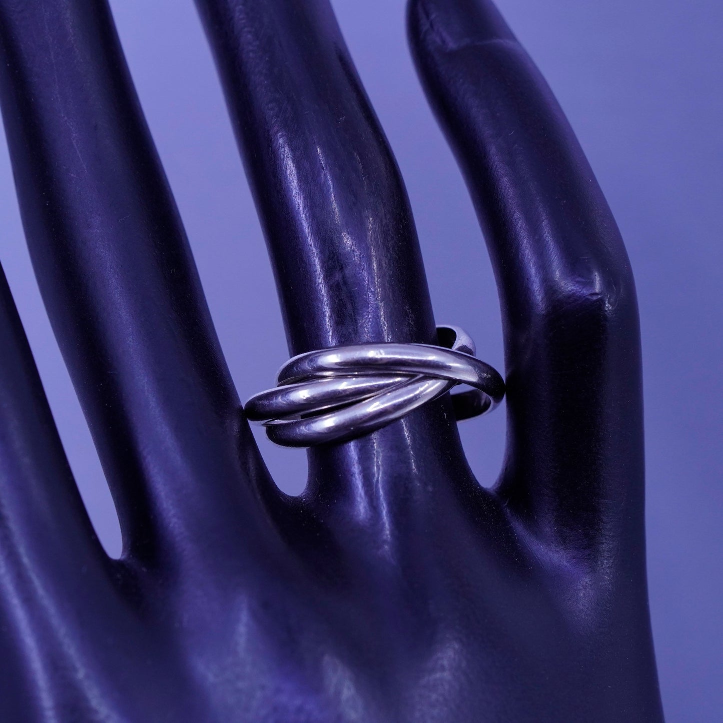 Size 6, vintage southwestern Sterling 925 silver wedding entwined ring, band