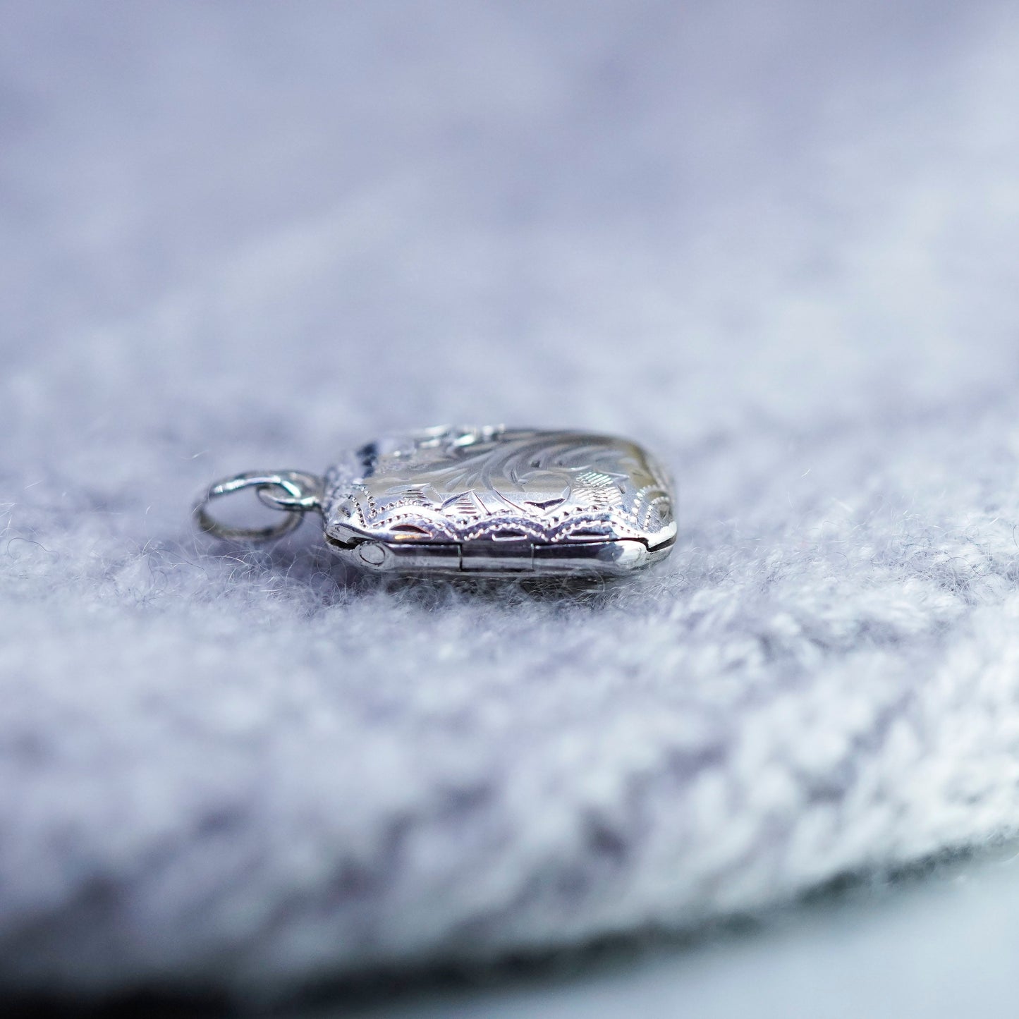 Vintage Sterling silver charm, textured 925 two photos locket
