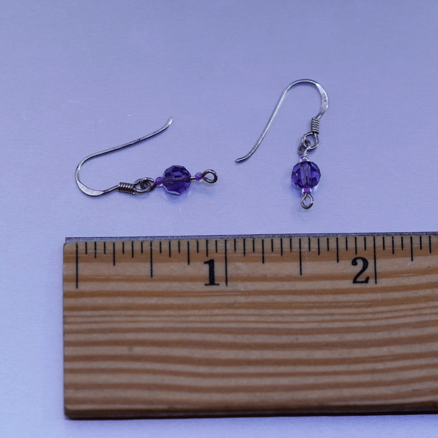 Vintage Sterling 925 silver earrings with amethyst beads