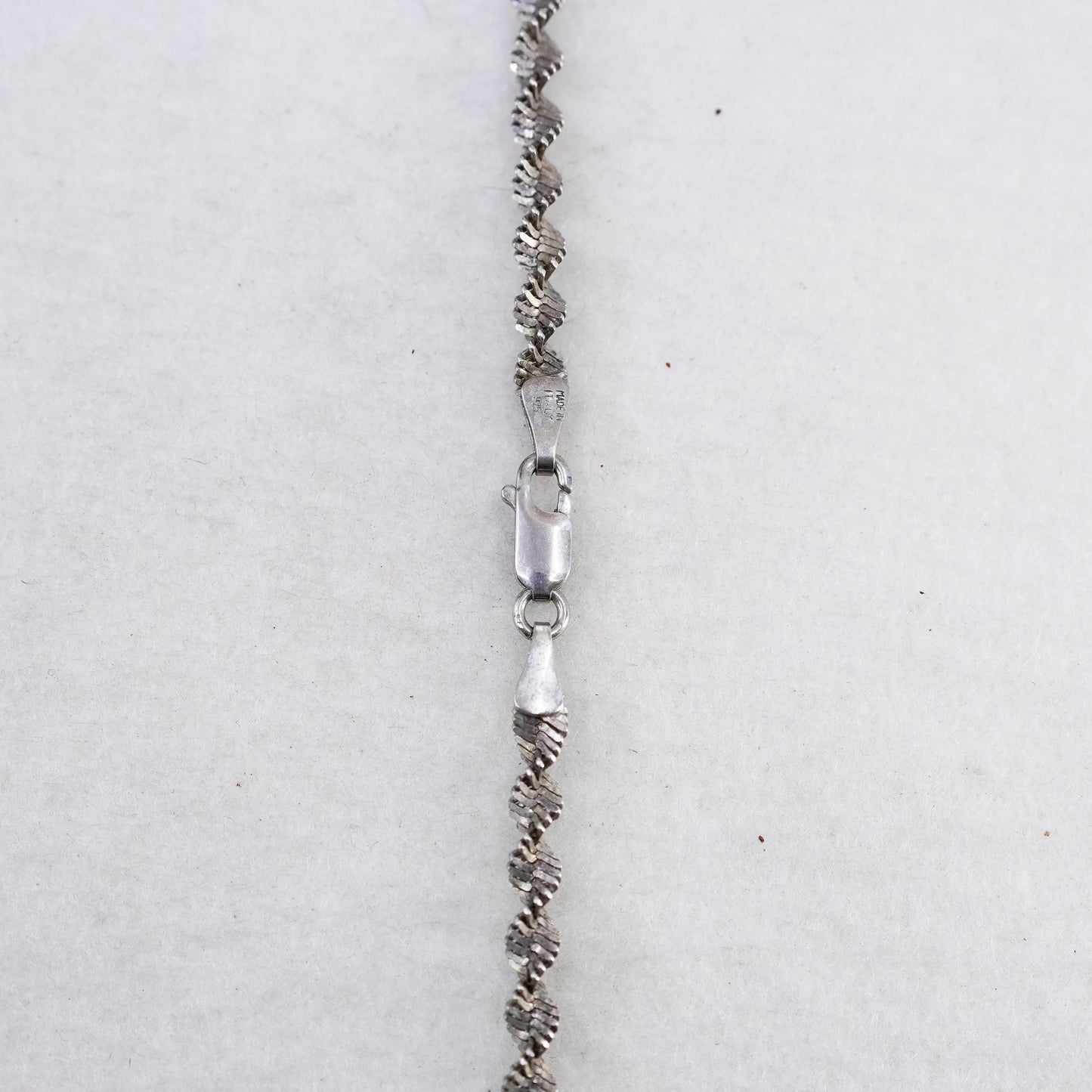 24” 4mm, vintage Italy Sterling 925 silver twisted herringbone chain necklace