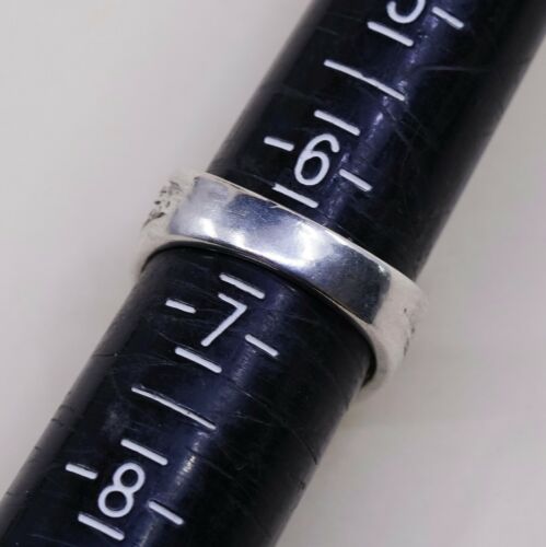 Size 6.5, Vtg Sterling 925 Silver Abstract Flower Band Ring, Silver Tested