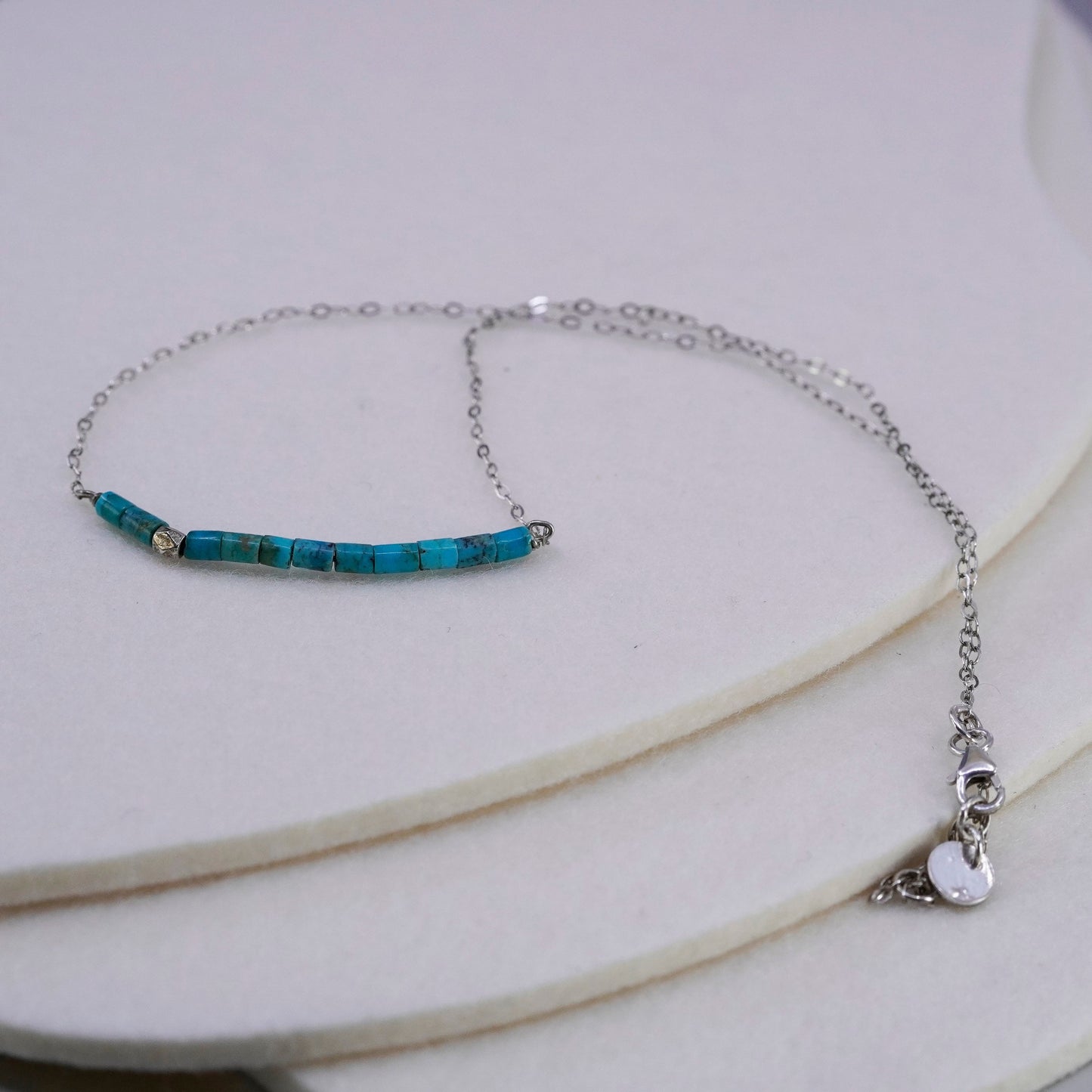 16+2”, Pura Vida Sterling 925 silver necklace with turquoise heishi pendant