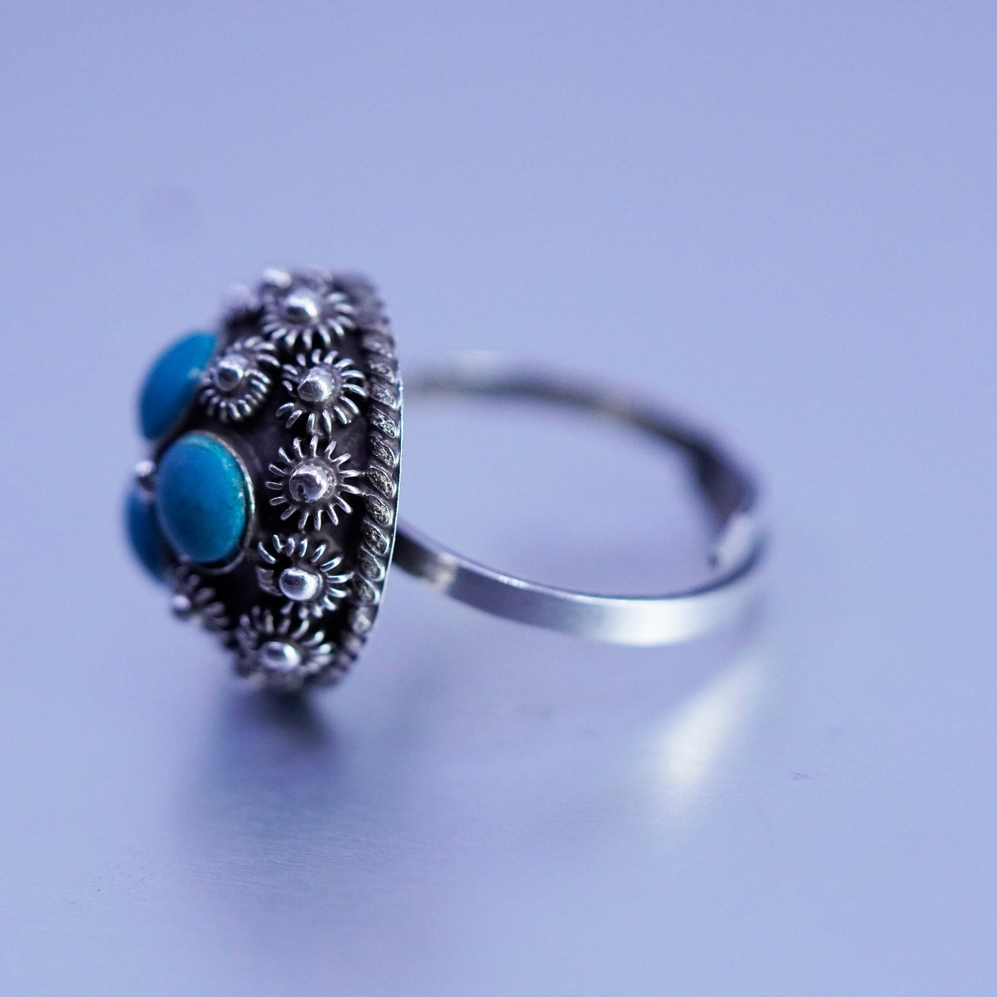 vtg Native American Navajo Frank Bowman sterling 925 silver ring turquoise