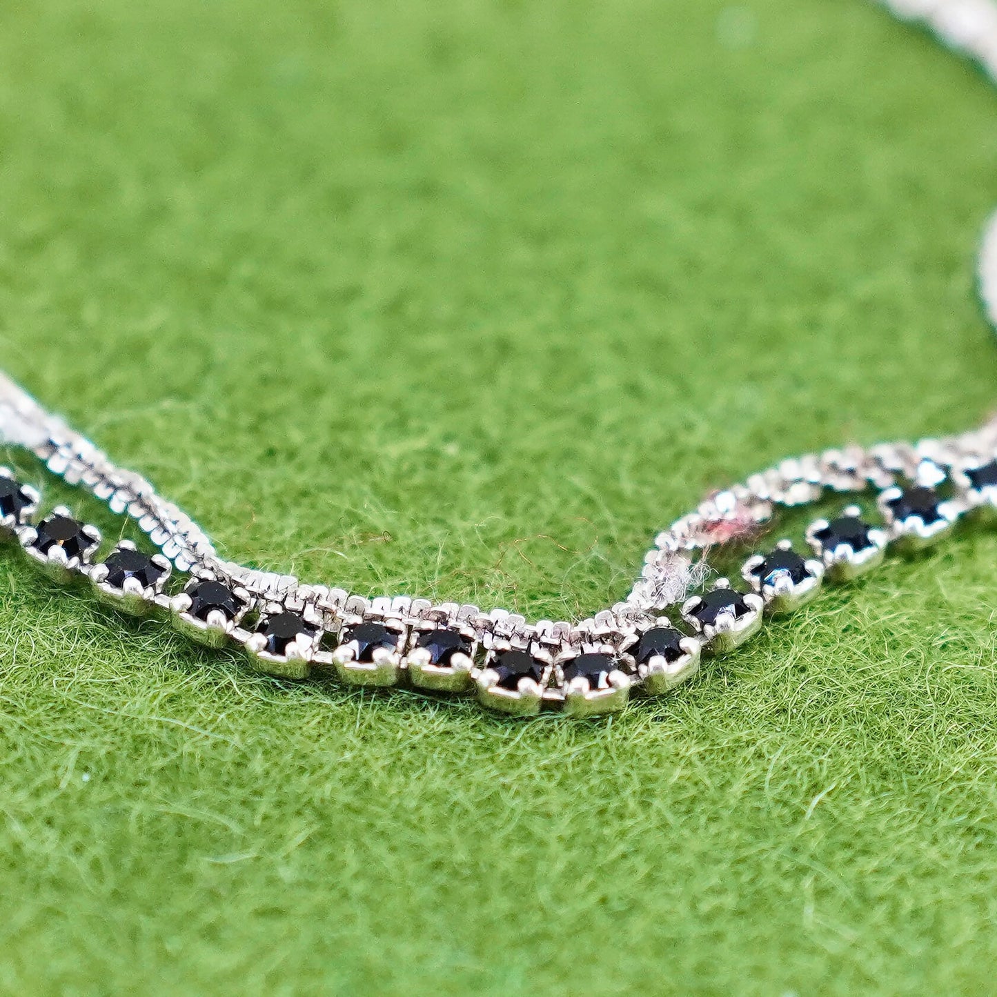 7.5+1”, Silpada 925 Sterling Silver Tennis Bracelet Black Cubic Zirconia B2964