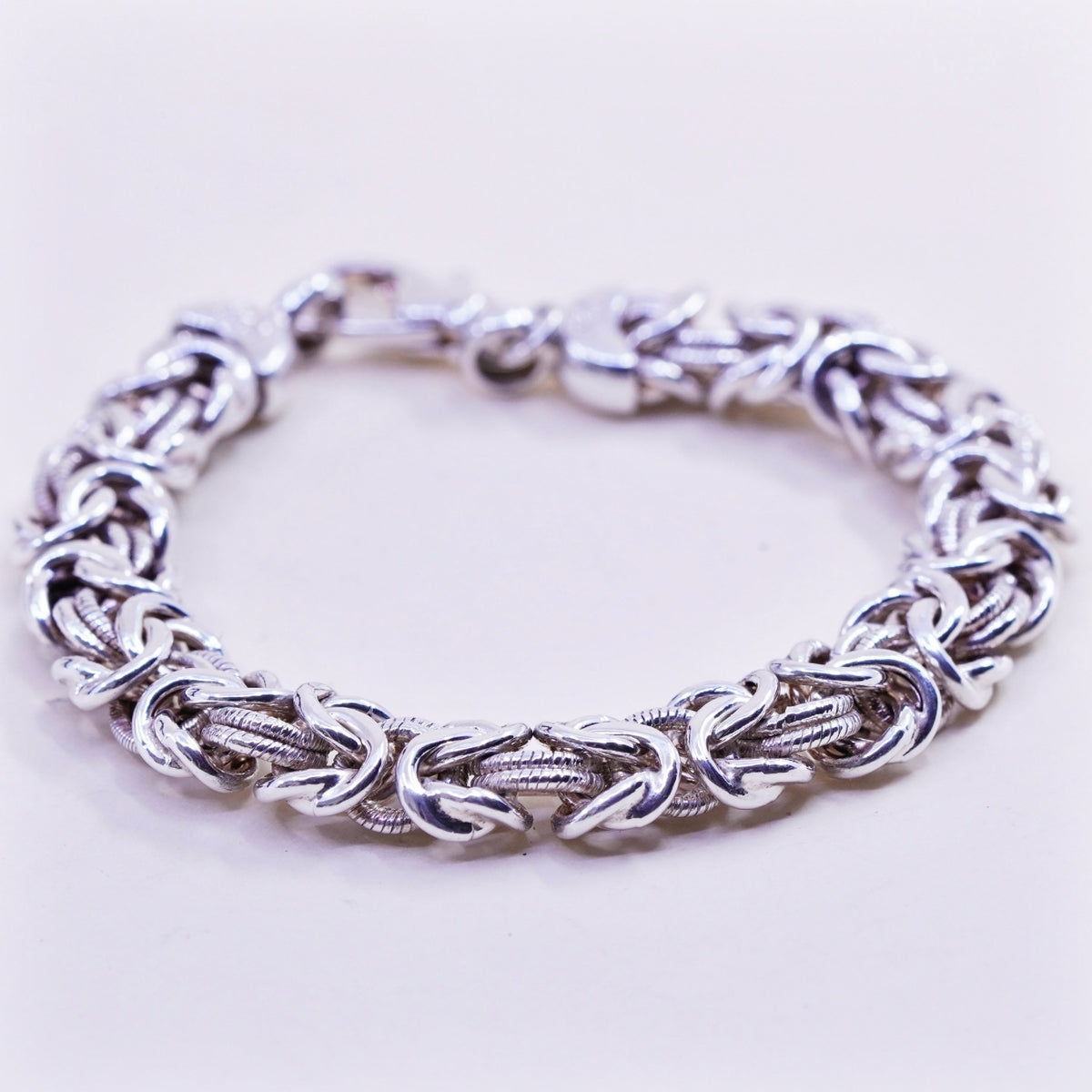 6.5”, vtg milor bold Sterling silver bracelet, 925 Byzantine, birdcage chain