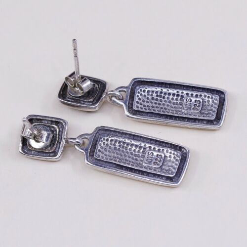 Vtg NWS Sterling Silver Handmade Earrings, 925 Tag Dangles W/ Rope N Beads
