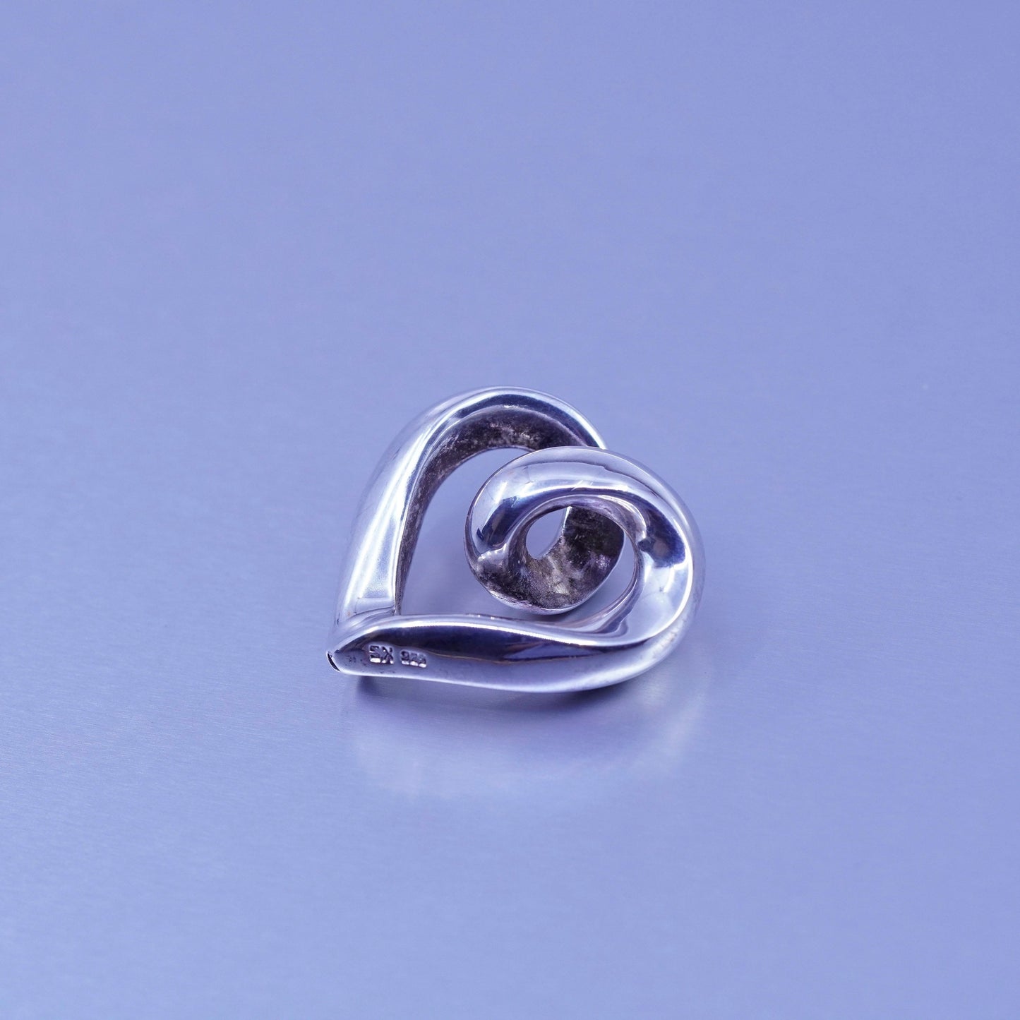 antique sterling 925 silver heart pendant