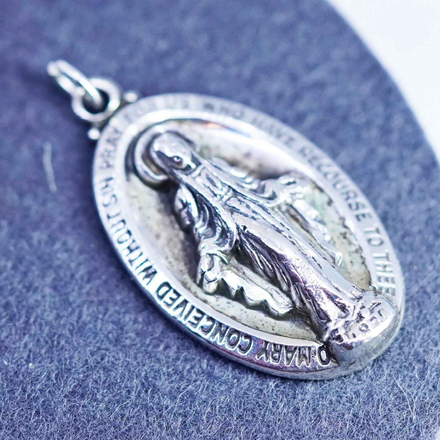 Vintage M DE Jean sterling 925 silver handmade virgin Mary pendant charm