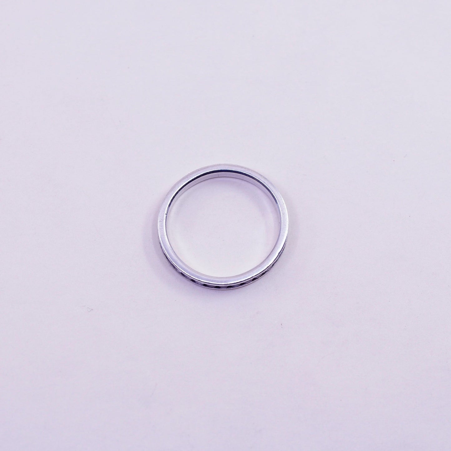Size 8.5, Vintage sterling 925 silver handmade ring, engagement band with cz