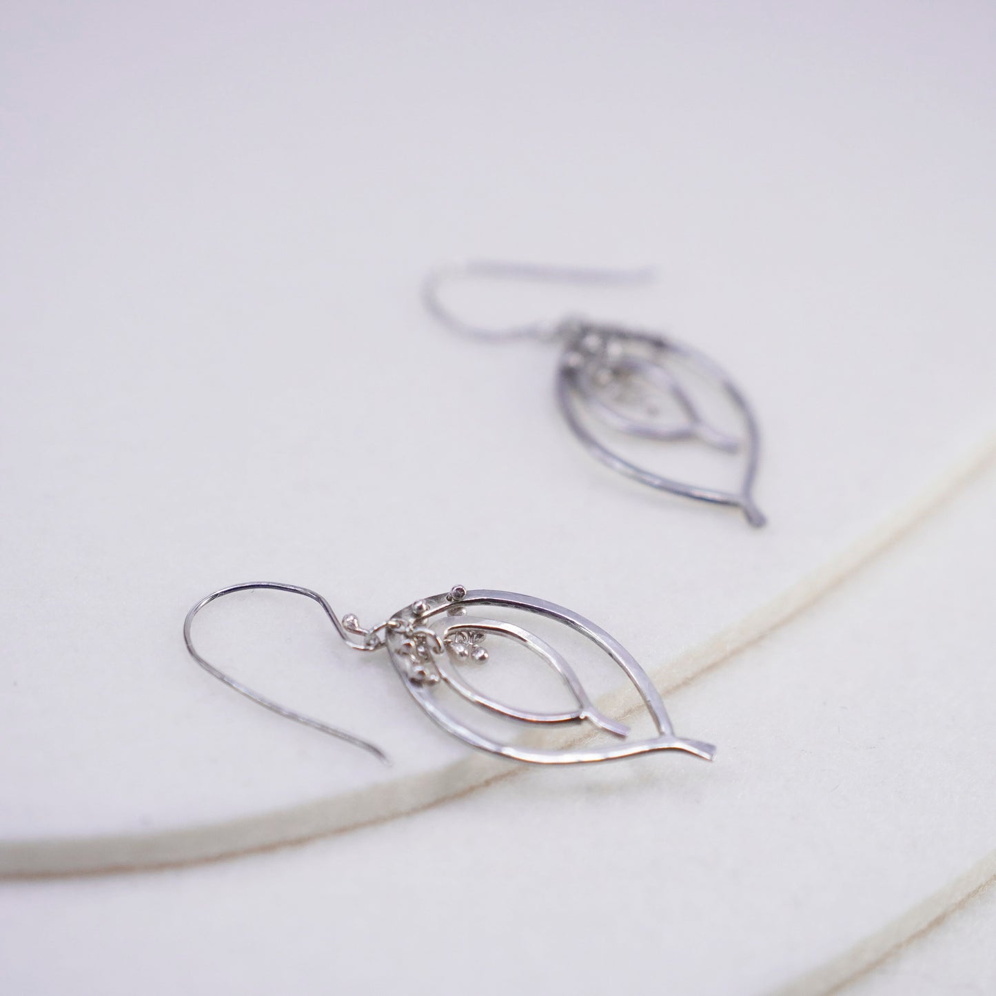 Vintage Sterling 925 silver filigree teardrop earrings with beads