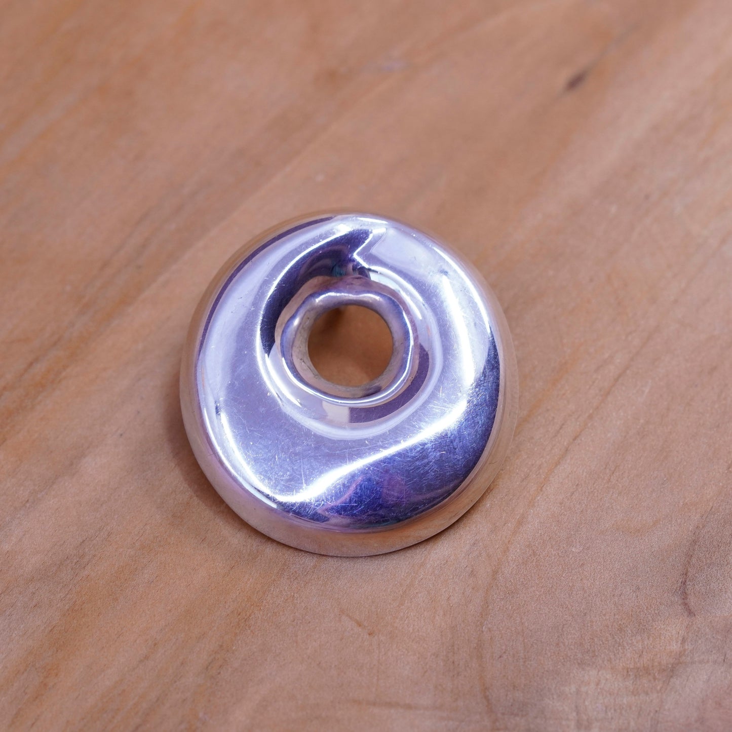 Vintage ATI Sterling silver handmade pendant, 925 Silver Modern Circle Pendant
