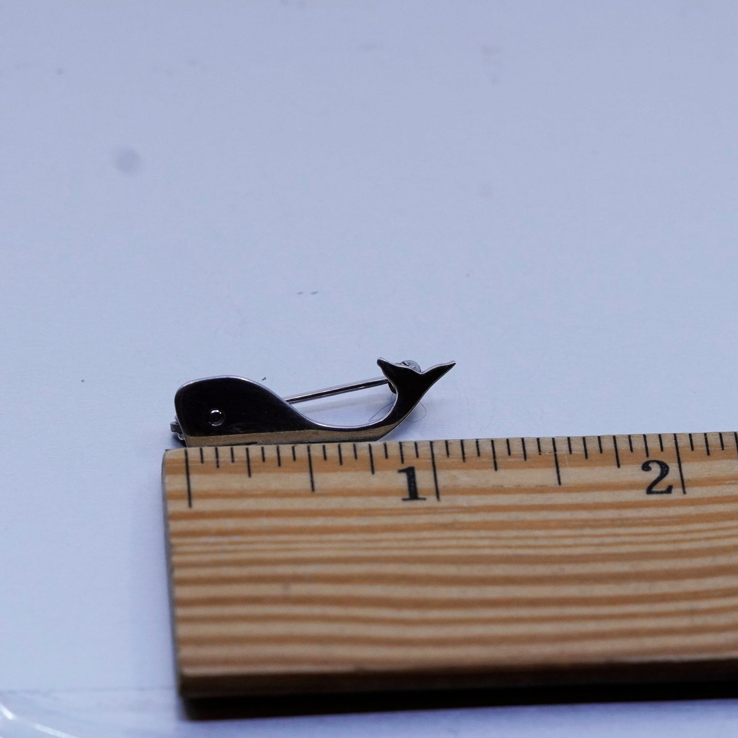 Vintage sterling silver handmade brooch, 925 whale pin