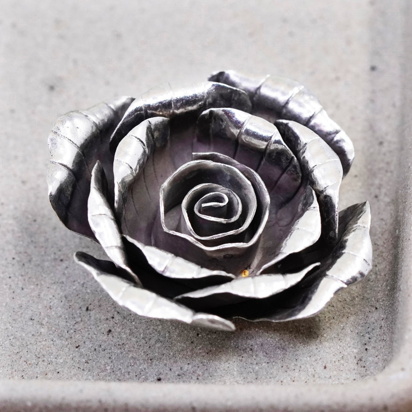 Vintage Mexico Sterling silver handmade pendant, 925 3D rose flower