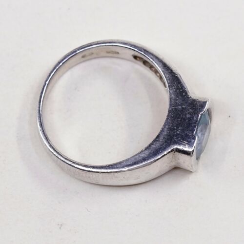 Sz 7.5, Sterling Silver Engagement Ring, 925 Silver Ring W/ Birthstone Topaz