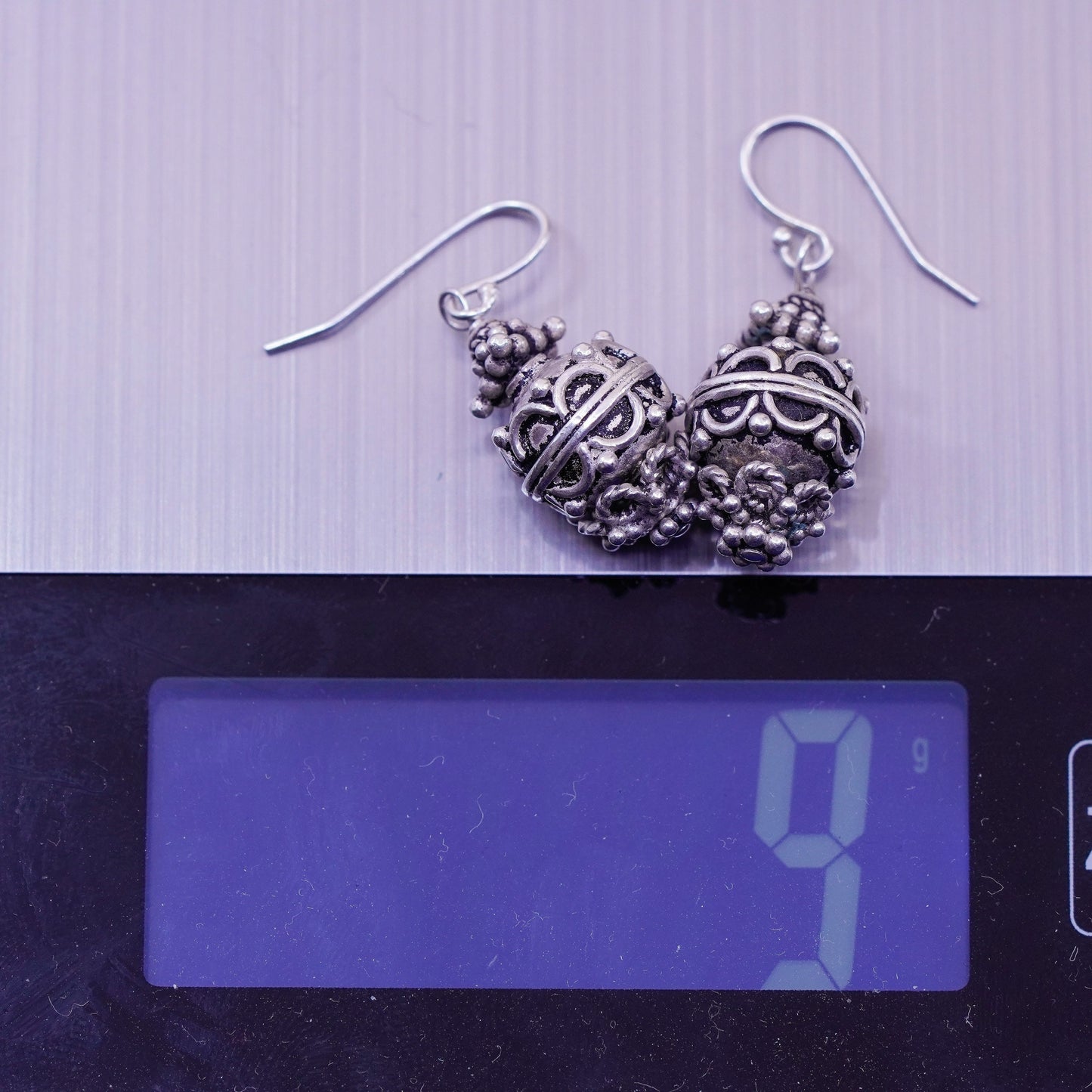 Vintage silver tone Bali earrings