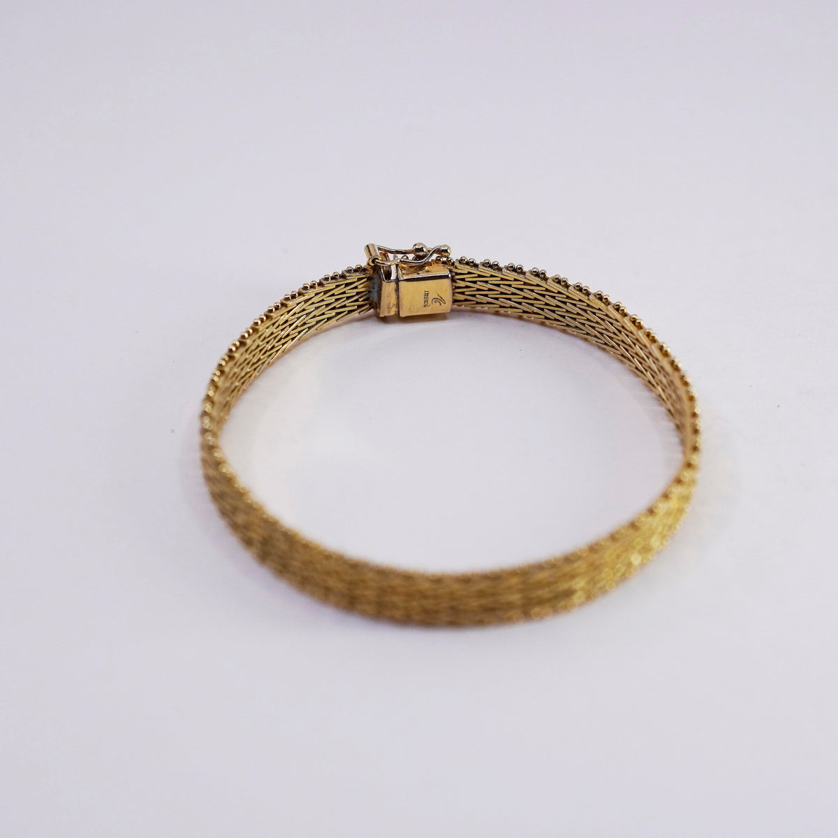 8”, two tone vermeil gold sterling silver bracelet, Italy 925 Riccio chain